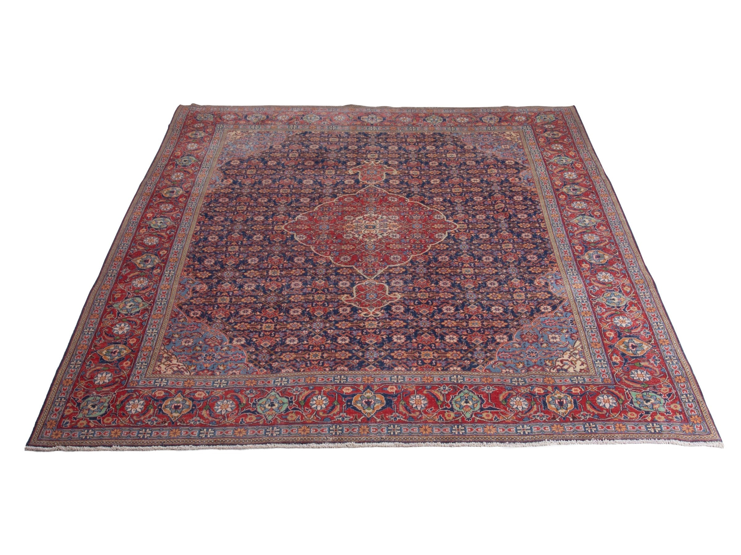 Persian Mahal oversized rug in navy and deep red, view 2 of 21