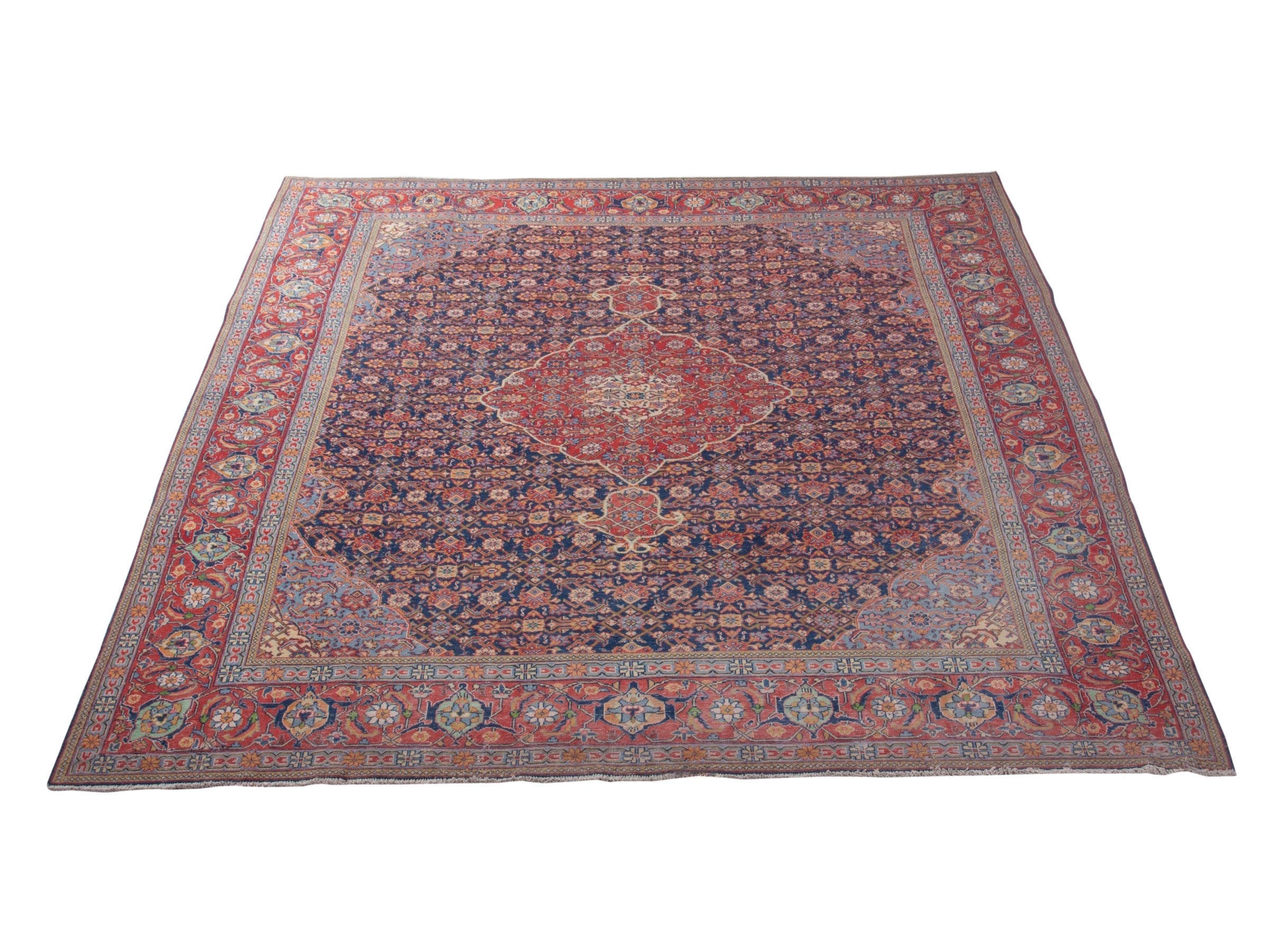 Persian Mahal oversized rug in navy and deep red, view 3 of 21