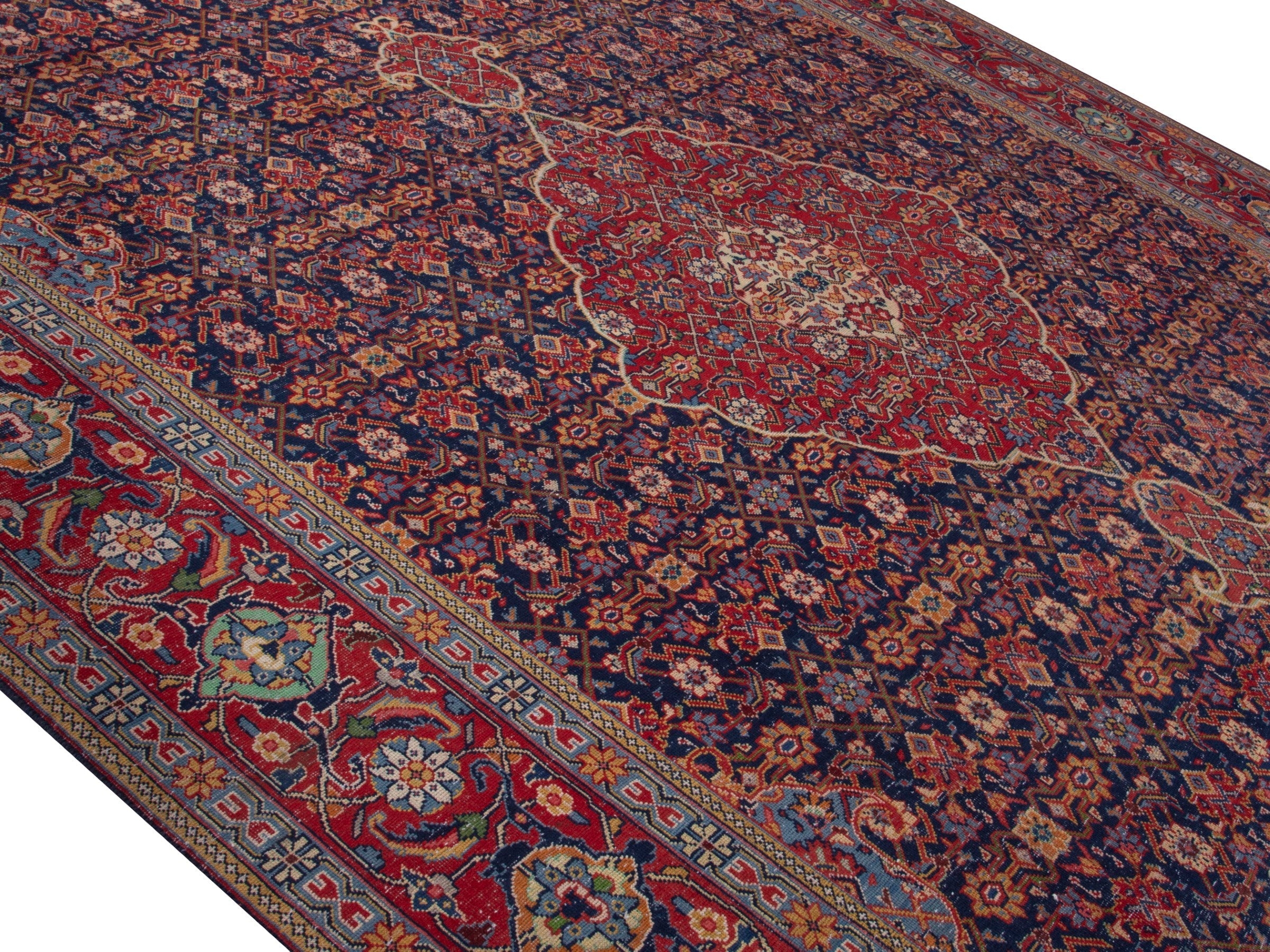 Persian Mahal oversized rug in navy and deep red, view 4 of 21