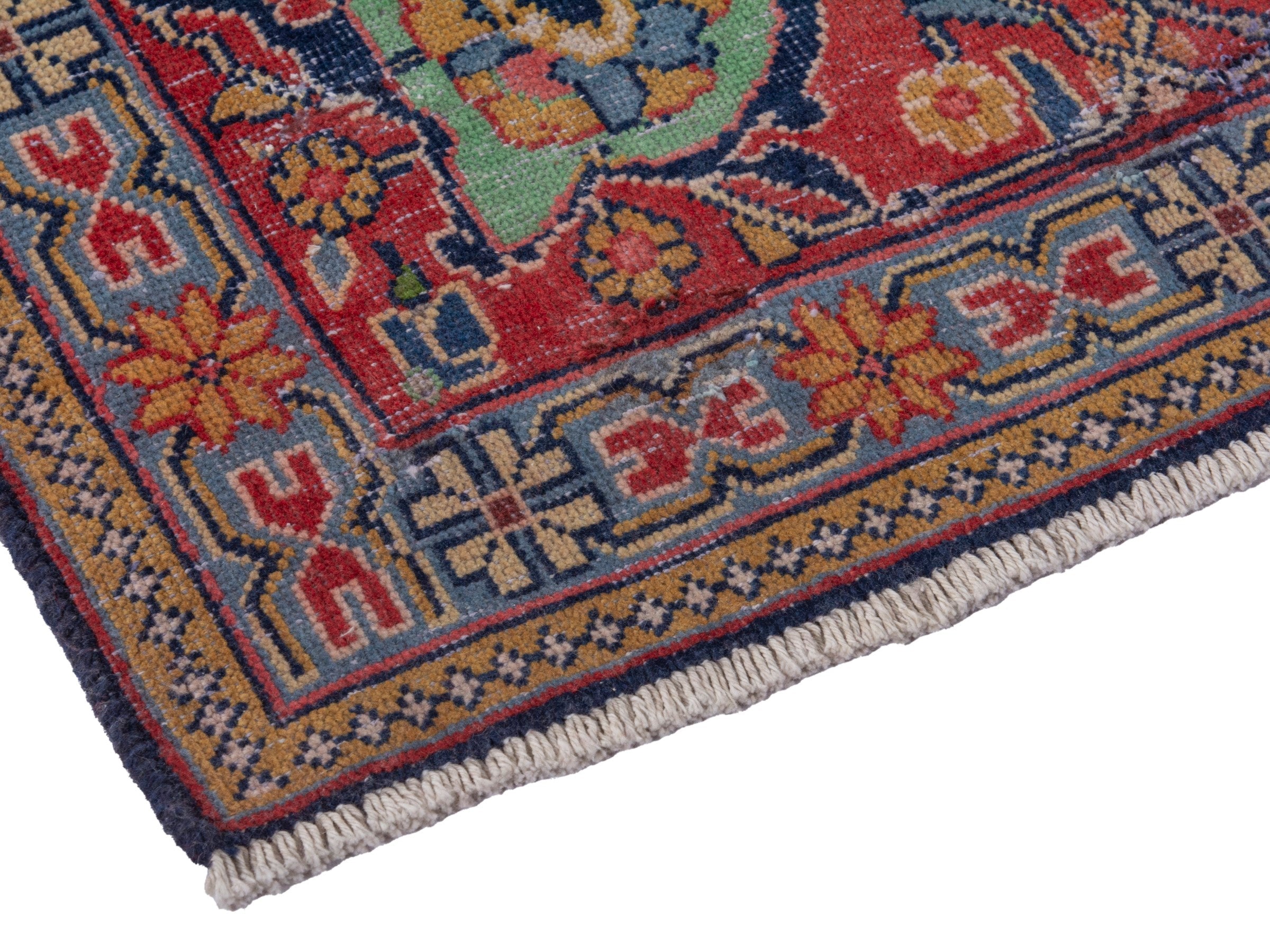 Persian Mahal oversized rug in navy and deep red, view 6 of 21