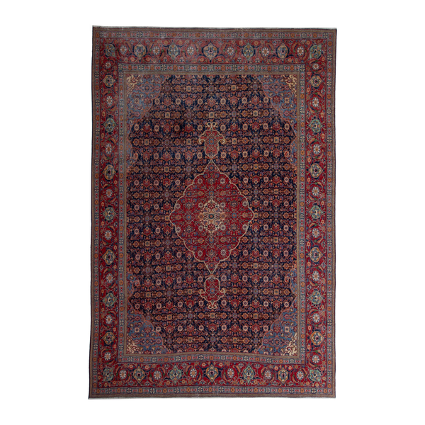 Persian Mahal oversized rug in navy and deep red, 10'3" x 14'1"