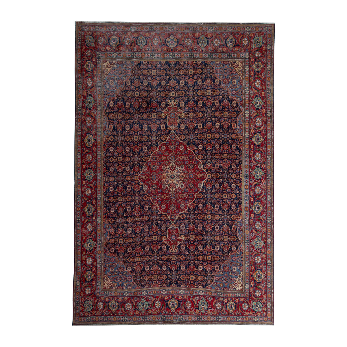 Persian Mahal oversized rug in navy and deep red, 10'3" x 14'1"