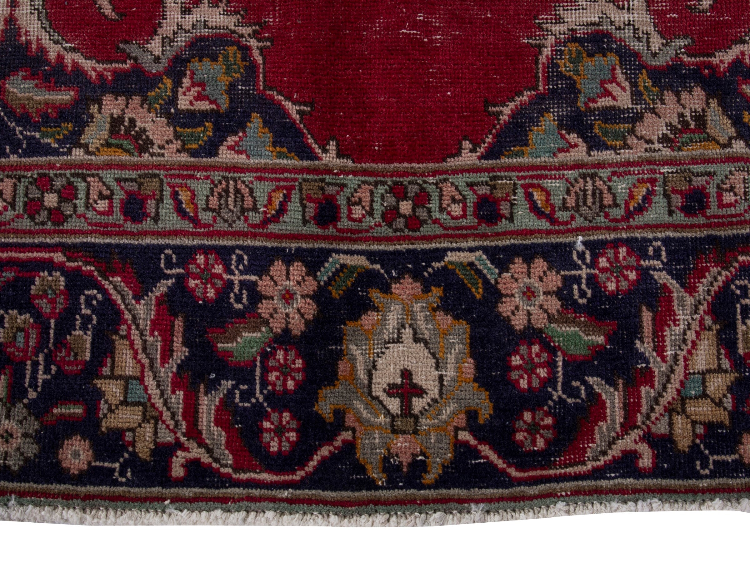 Persian Tabriz oversized rug in deep red and navy, view 9 of 22