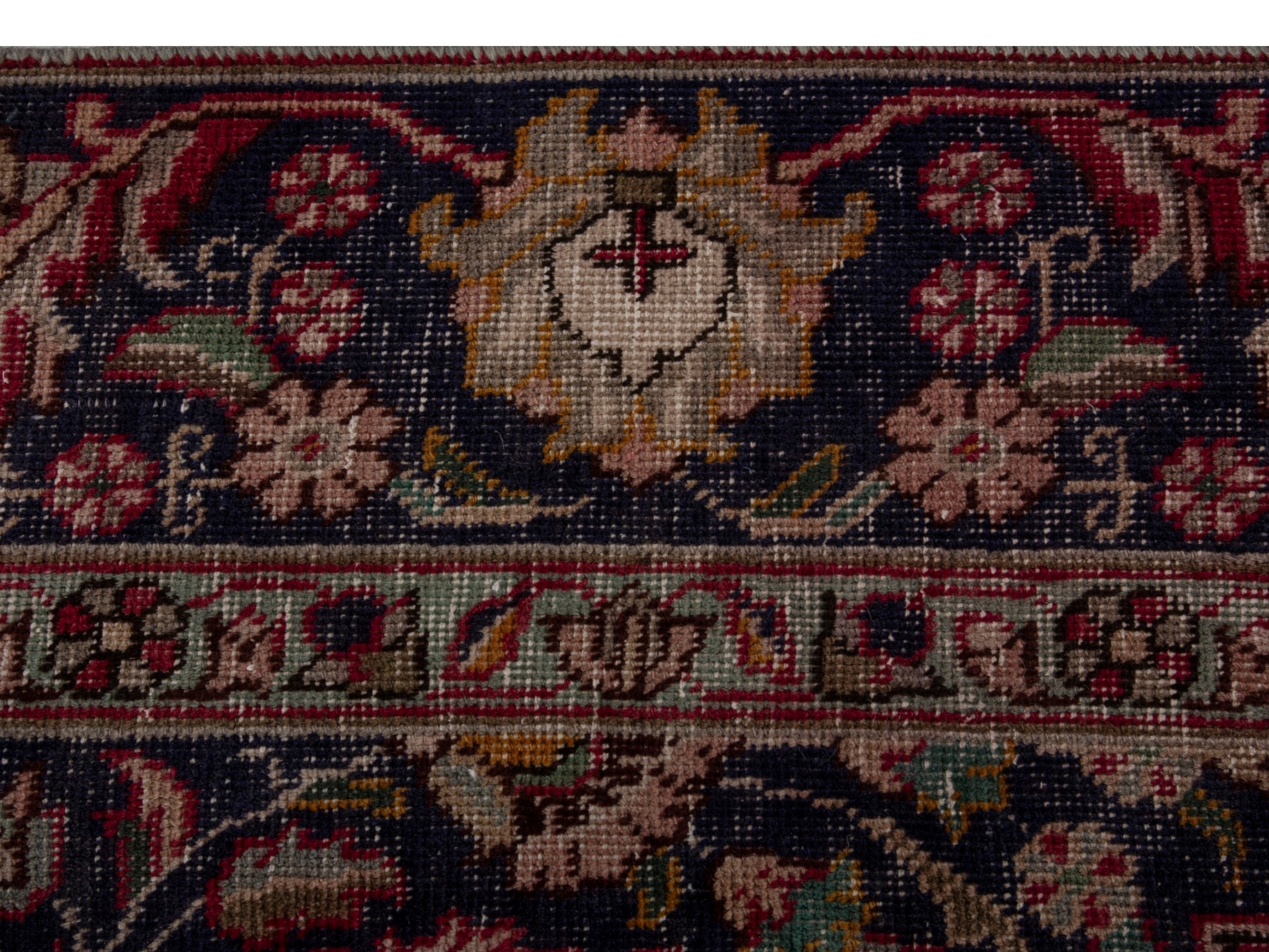 Persian Tabriz oversized rug in deep red and navy, view 14 of 22