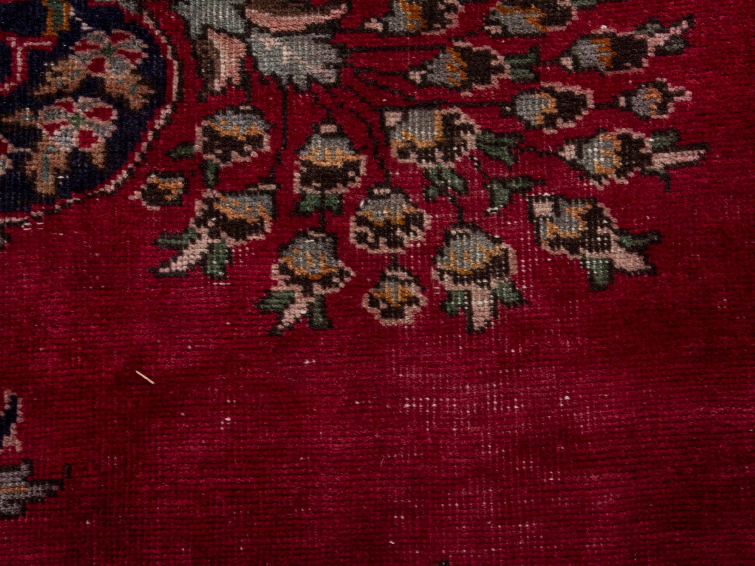 Persian Tabriz oversized rug in deep red and navy, view 15 of 22