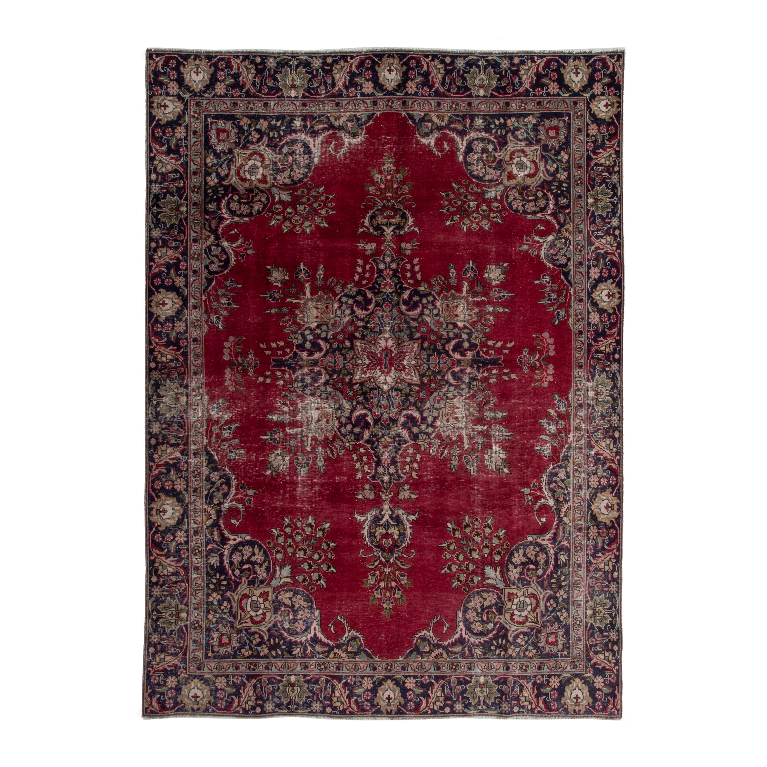 Persian Tabriz oversized rug in deep red and navy, 8'2" x 11'4"