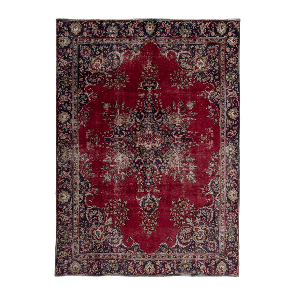 Persian Tabriz oversized rug in deep red and navy, 8'2" x 11'4"