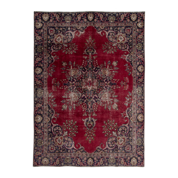 Persian Tabriz oversized rug in deep red and navy, 8'2" x 11'4"