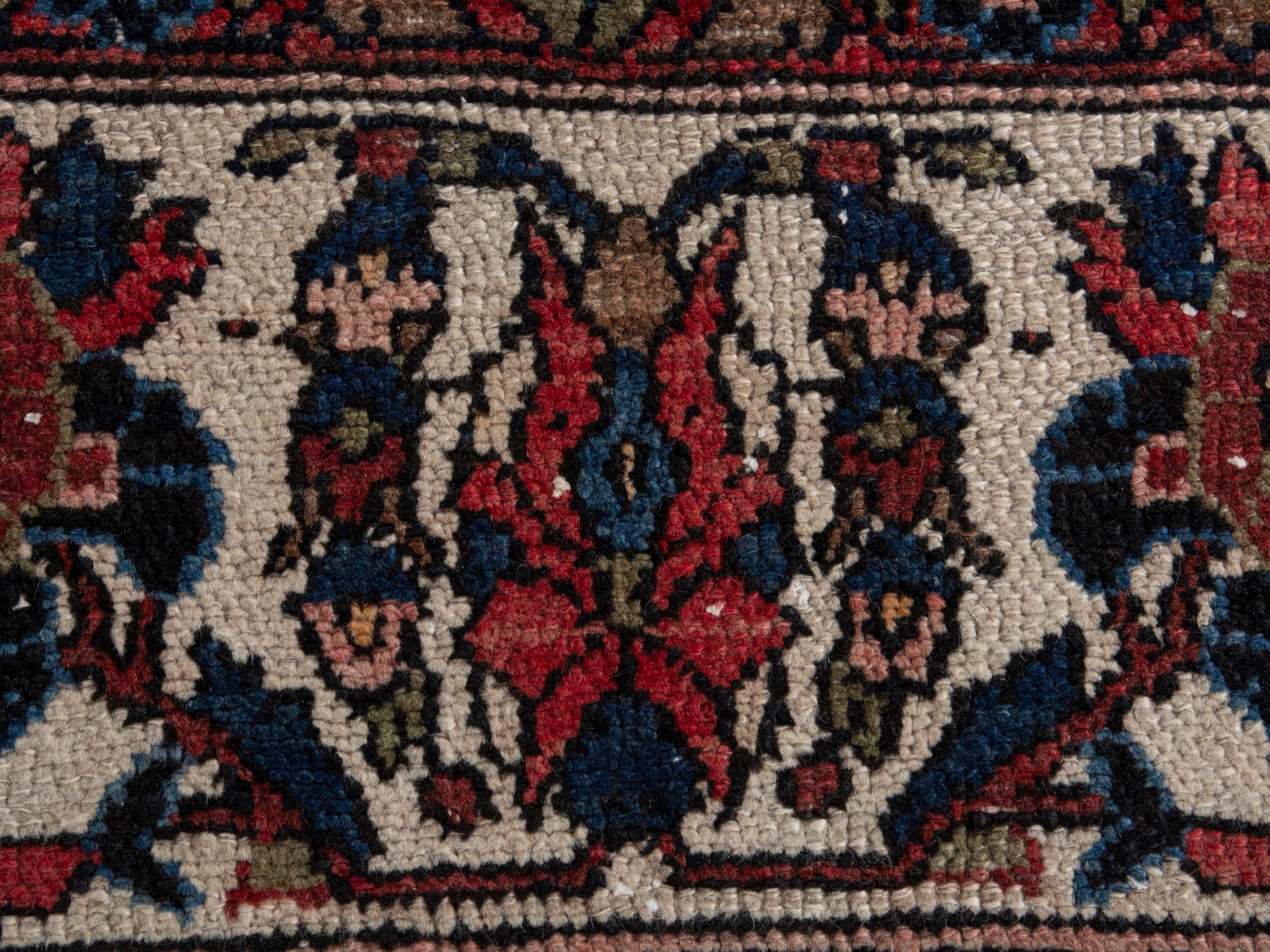 Persian Hamedan oversized rug in deep red and off-white, view 11 of 20