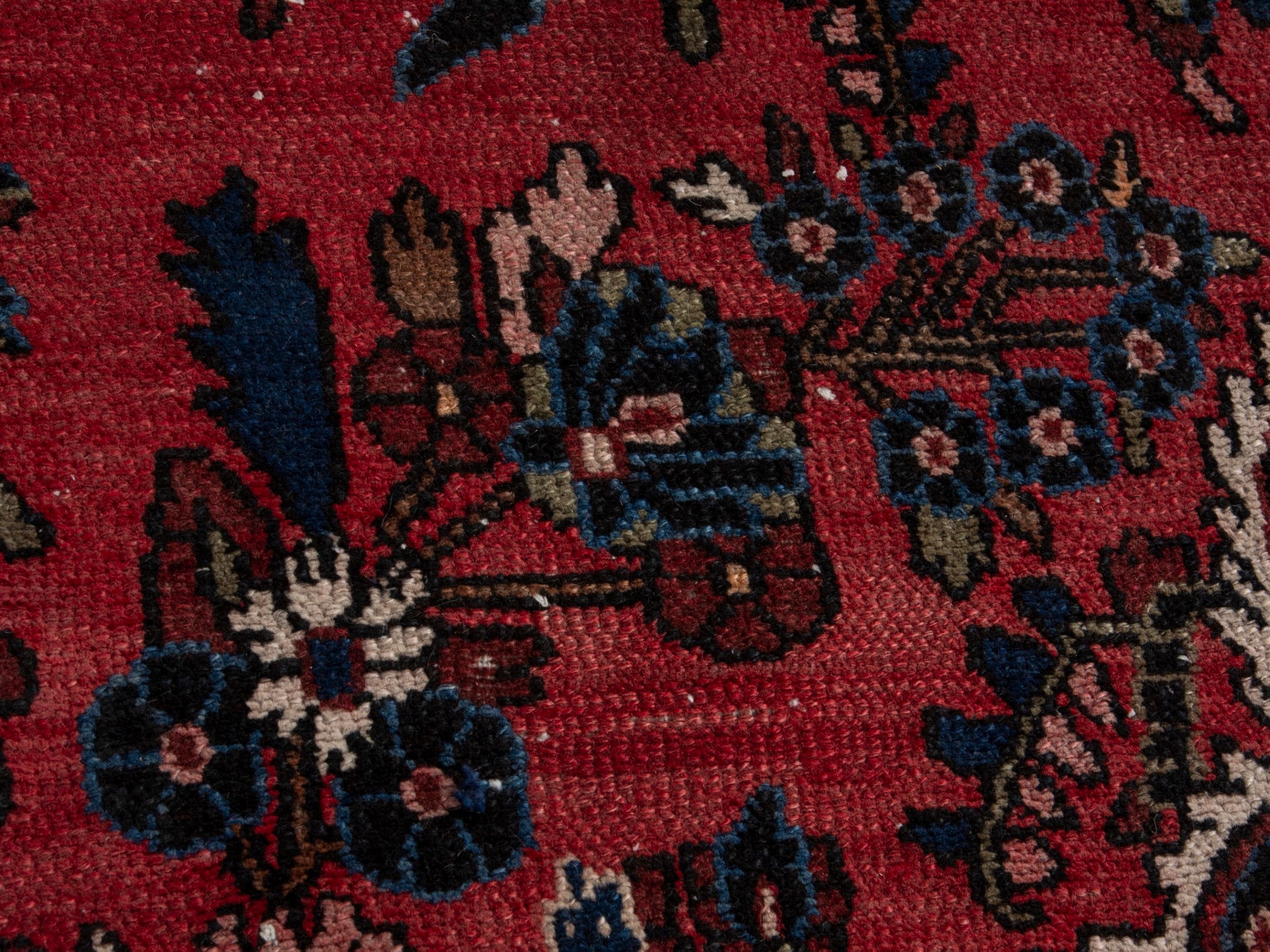 Persian Hamedan oversized rug in deep red and off-white, view 12 of 20