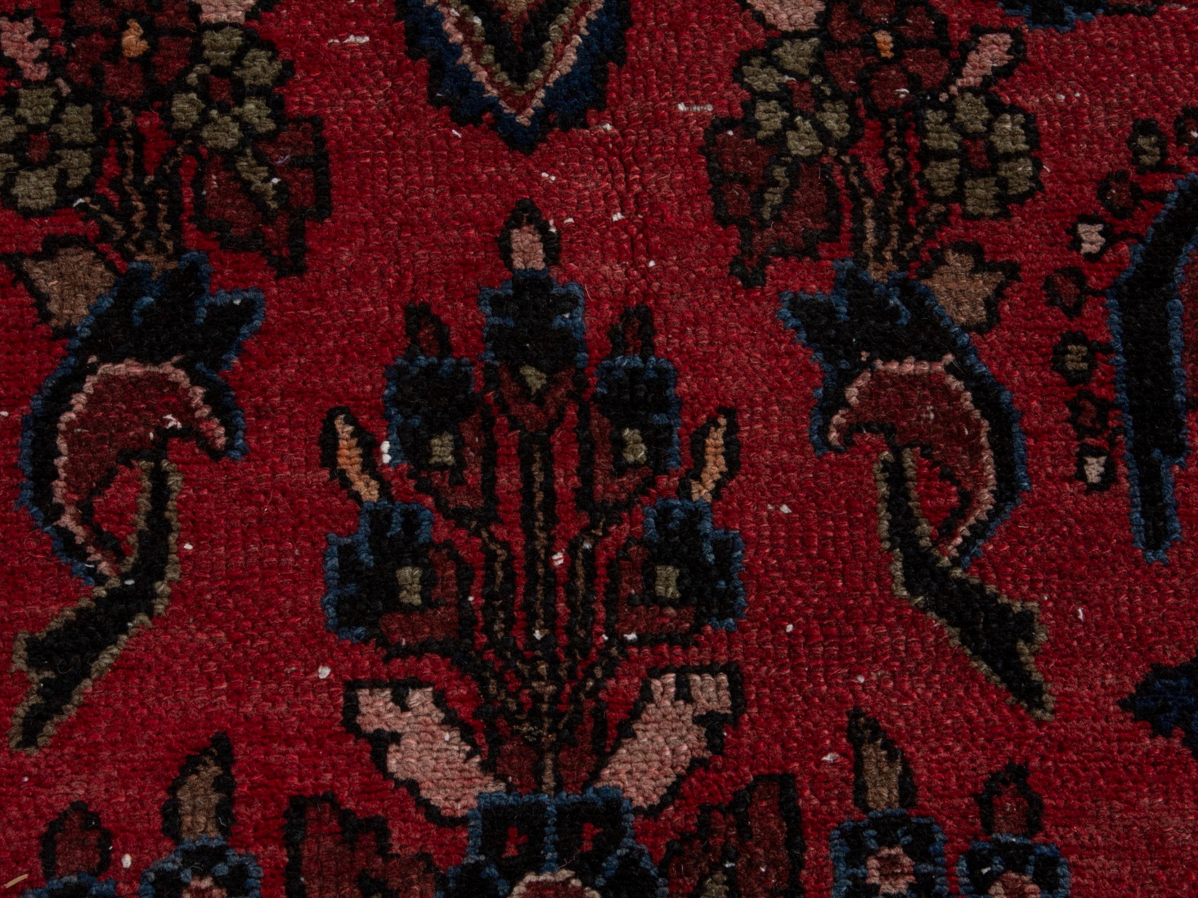 Persian Hamedan oversized rug in deep red and off-white, view 13 of 20