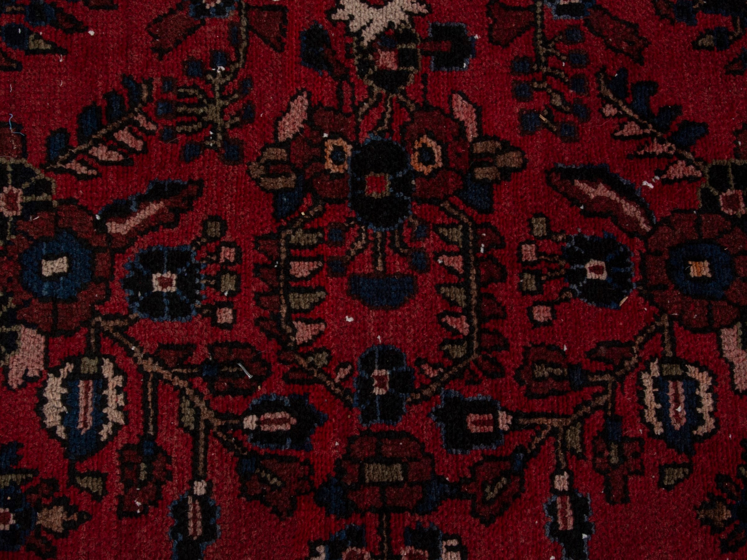 Persian Hamedan oversized rug in deep red and off-white, view 14 of 20