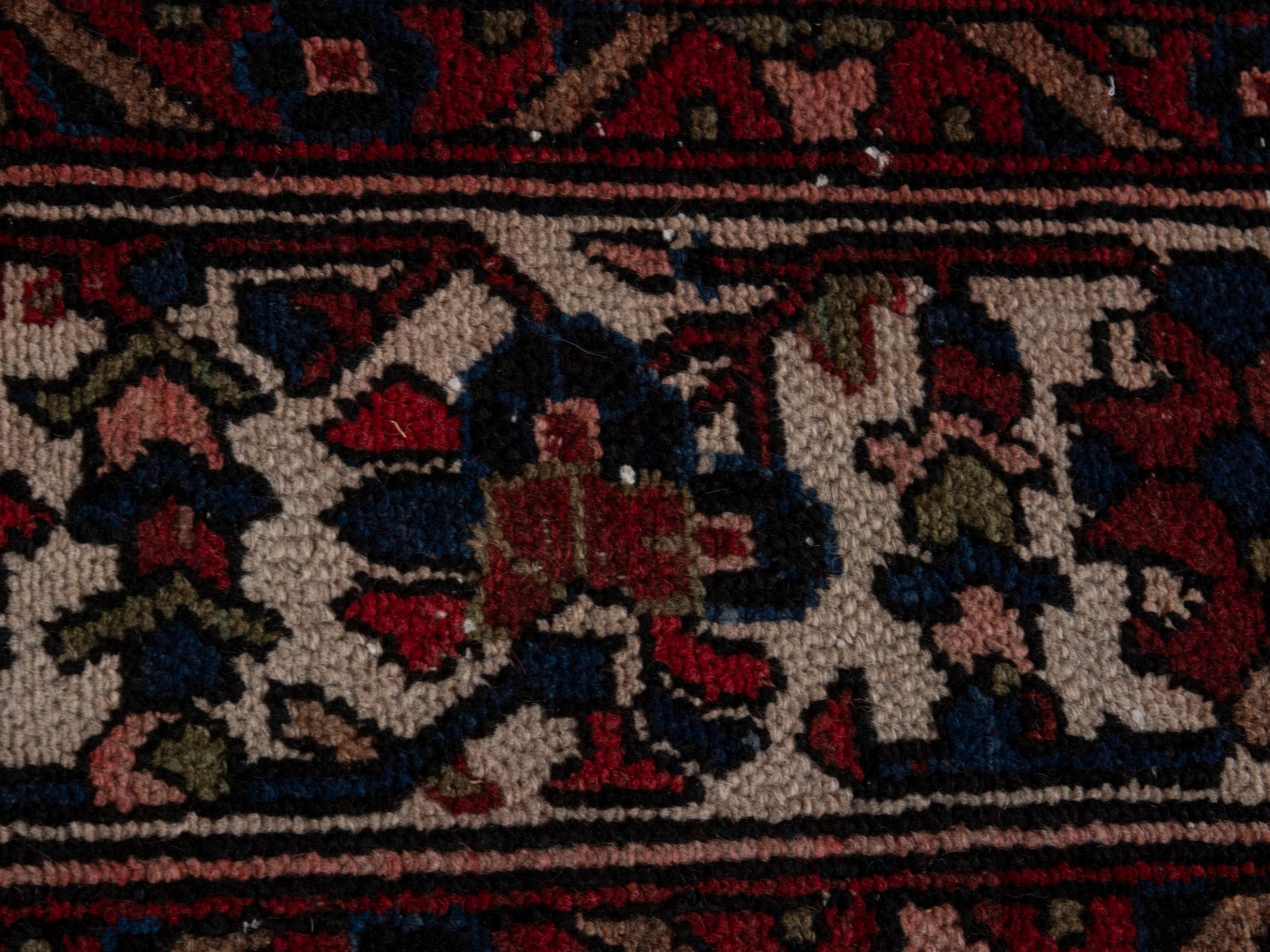 Persian Hamedan oversized rug in deep red and off-white, view 15 of 20