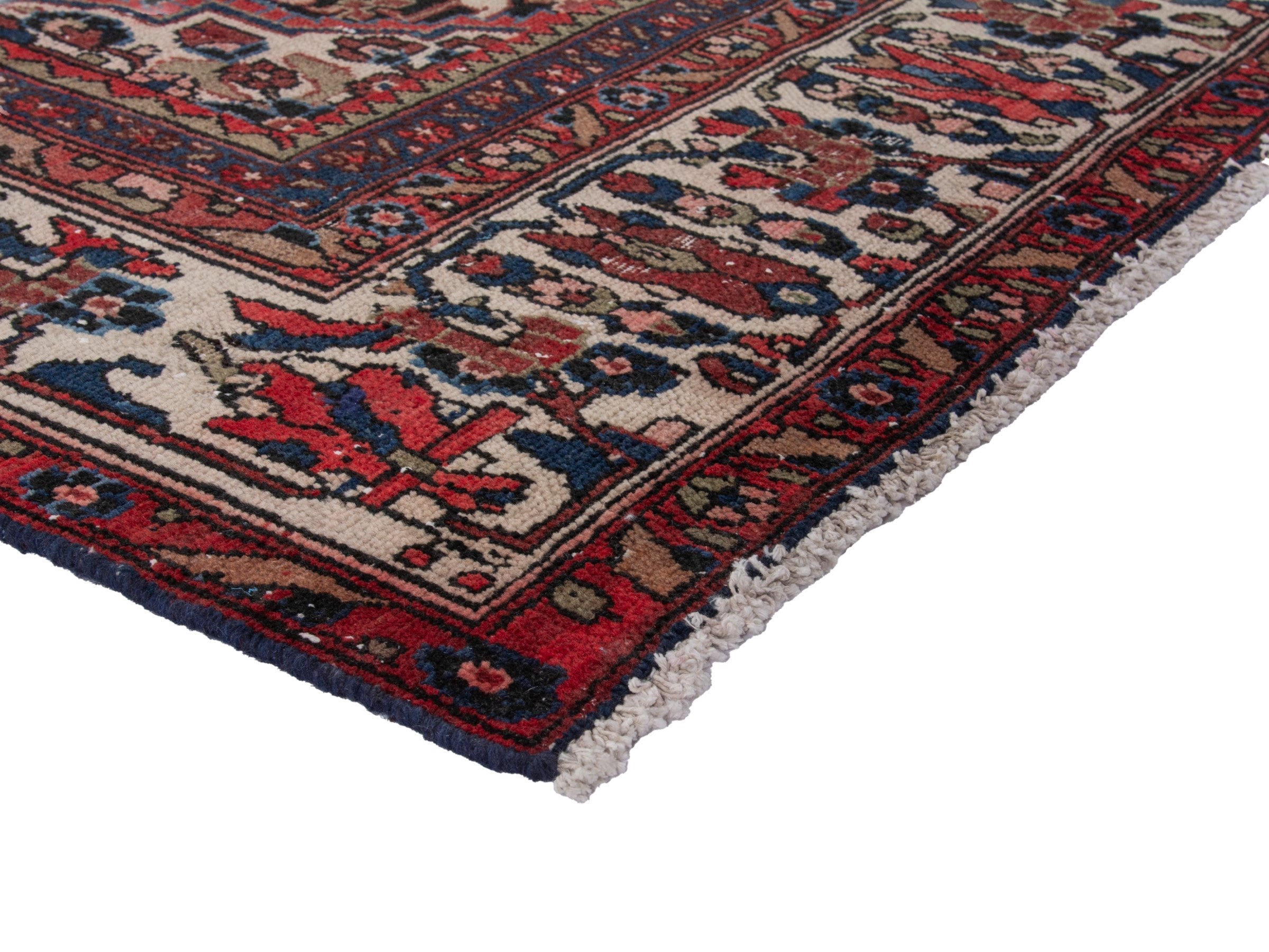 Persian Hamedan oversized rug in deep red and off-white, view 6 of 20