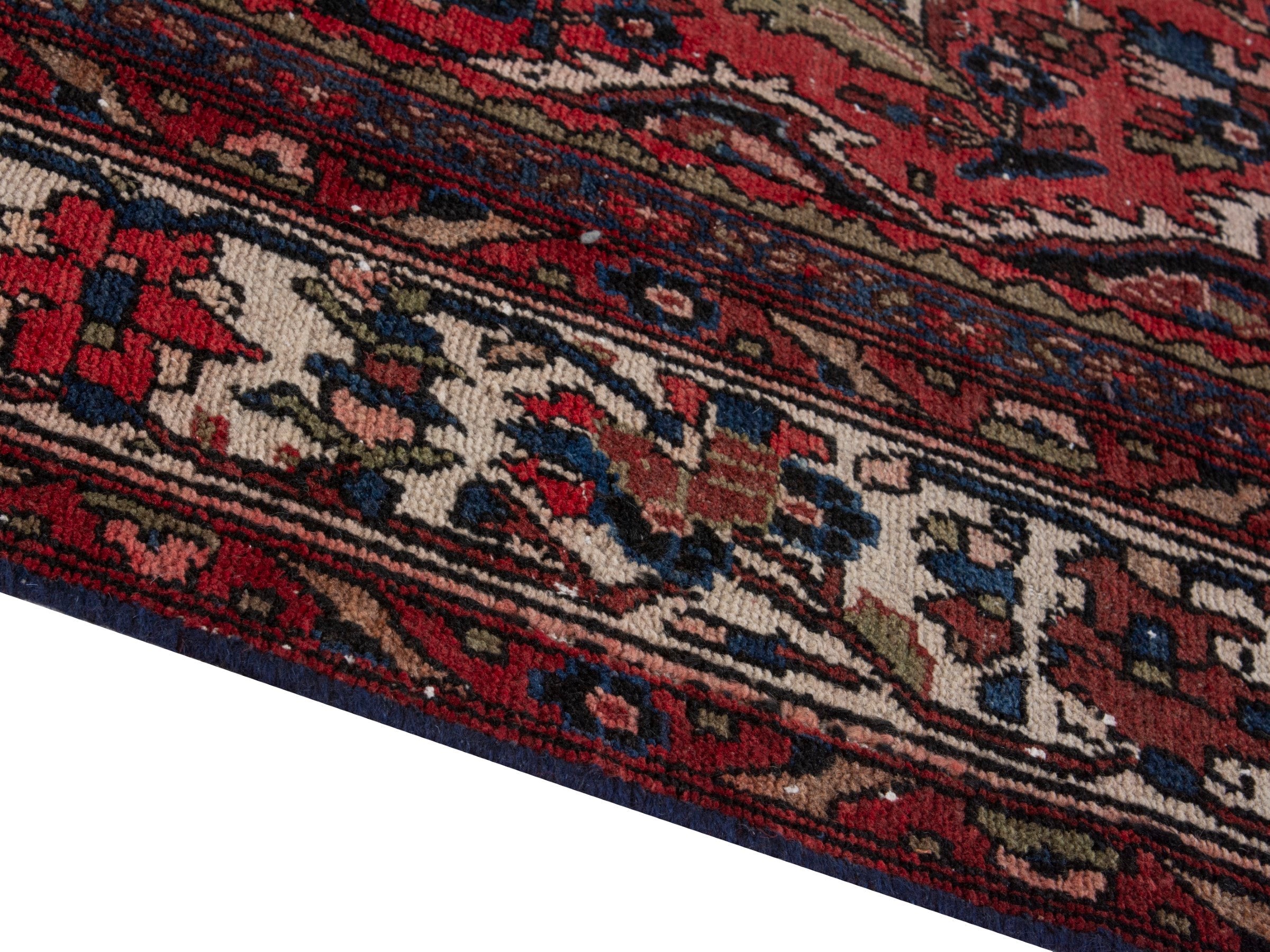 Persian Hamedan oversized rug in deep red and off-white, view 8 of 20