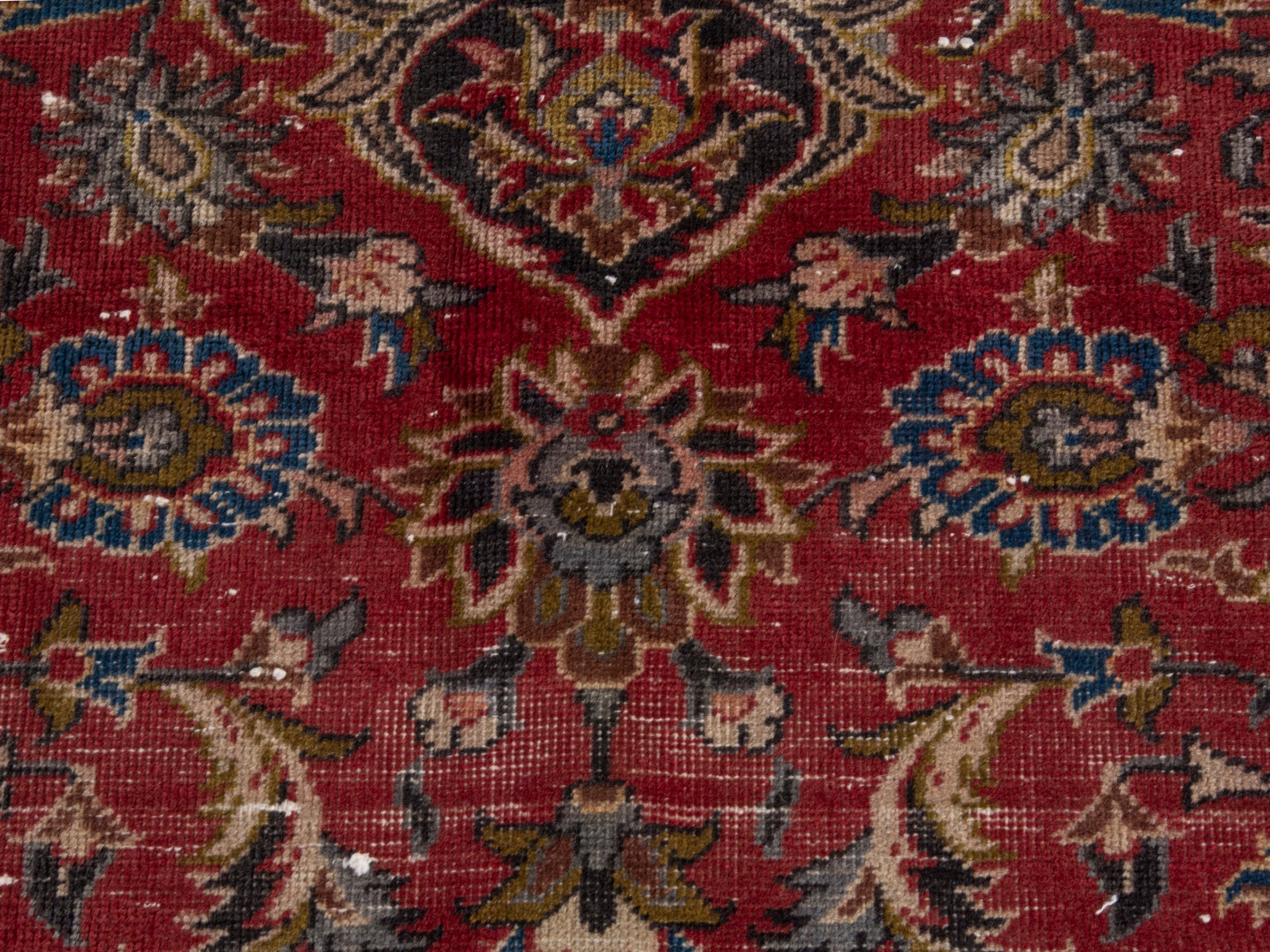 Persian Kashan oversized rug in burgundy and dark brown, view 12 of 18