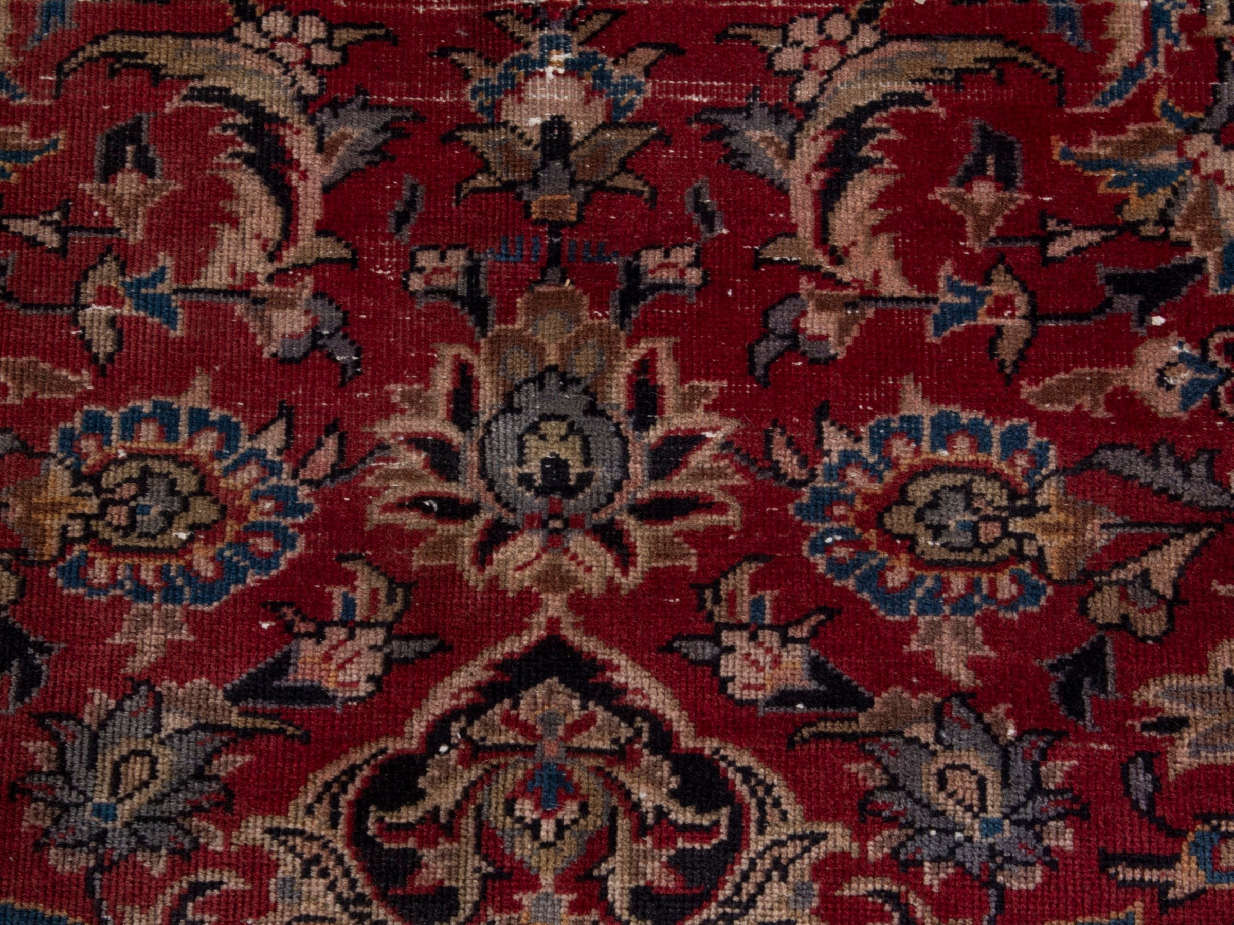Persian Kashan oversized rug in burgundy and dark brown, view 14 of 18