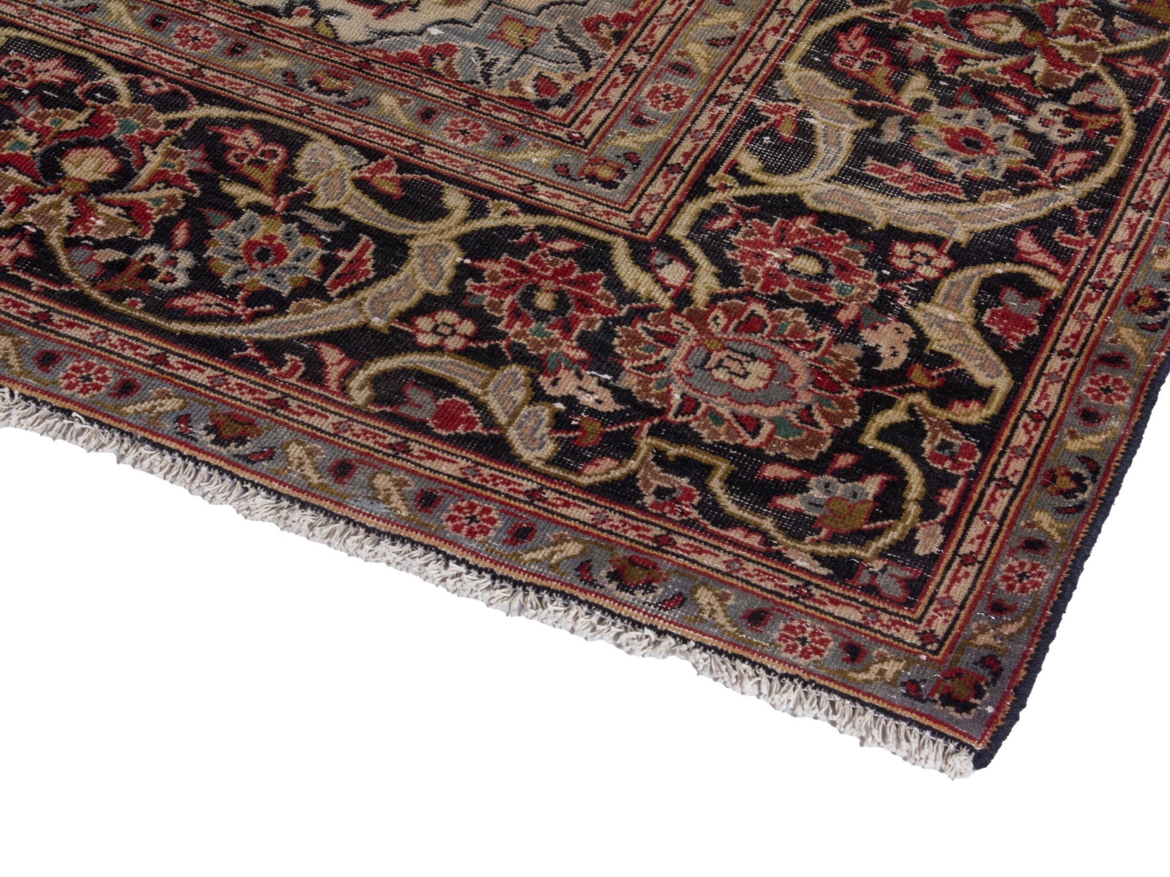 Persian Kashan oversized rug in burgundy and dark brown, view 6 of 18