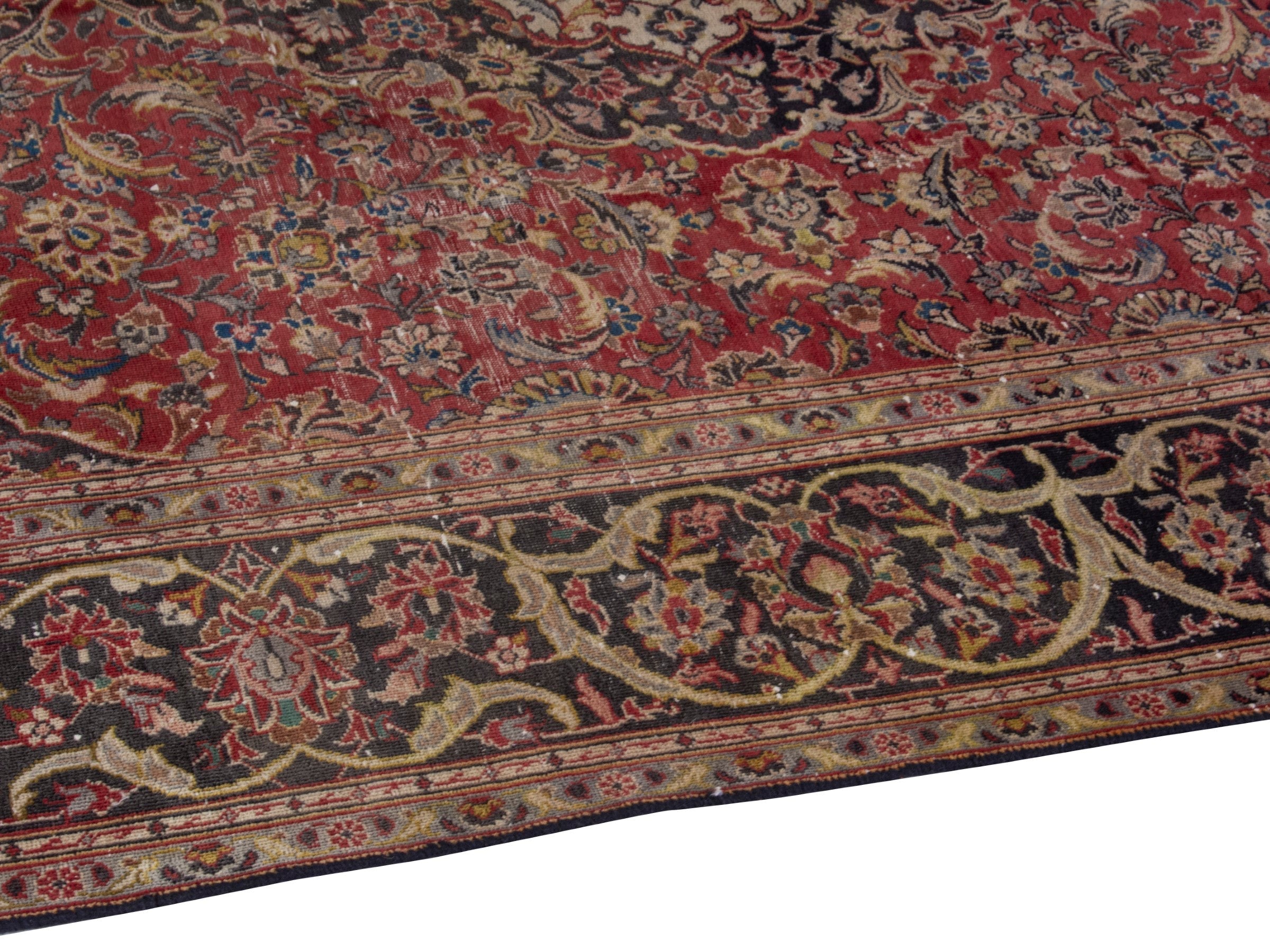 Persian Kashan oversized rug in burgundy and dark brown, view 8 of 18