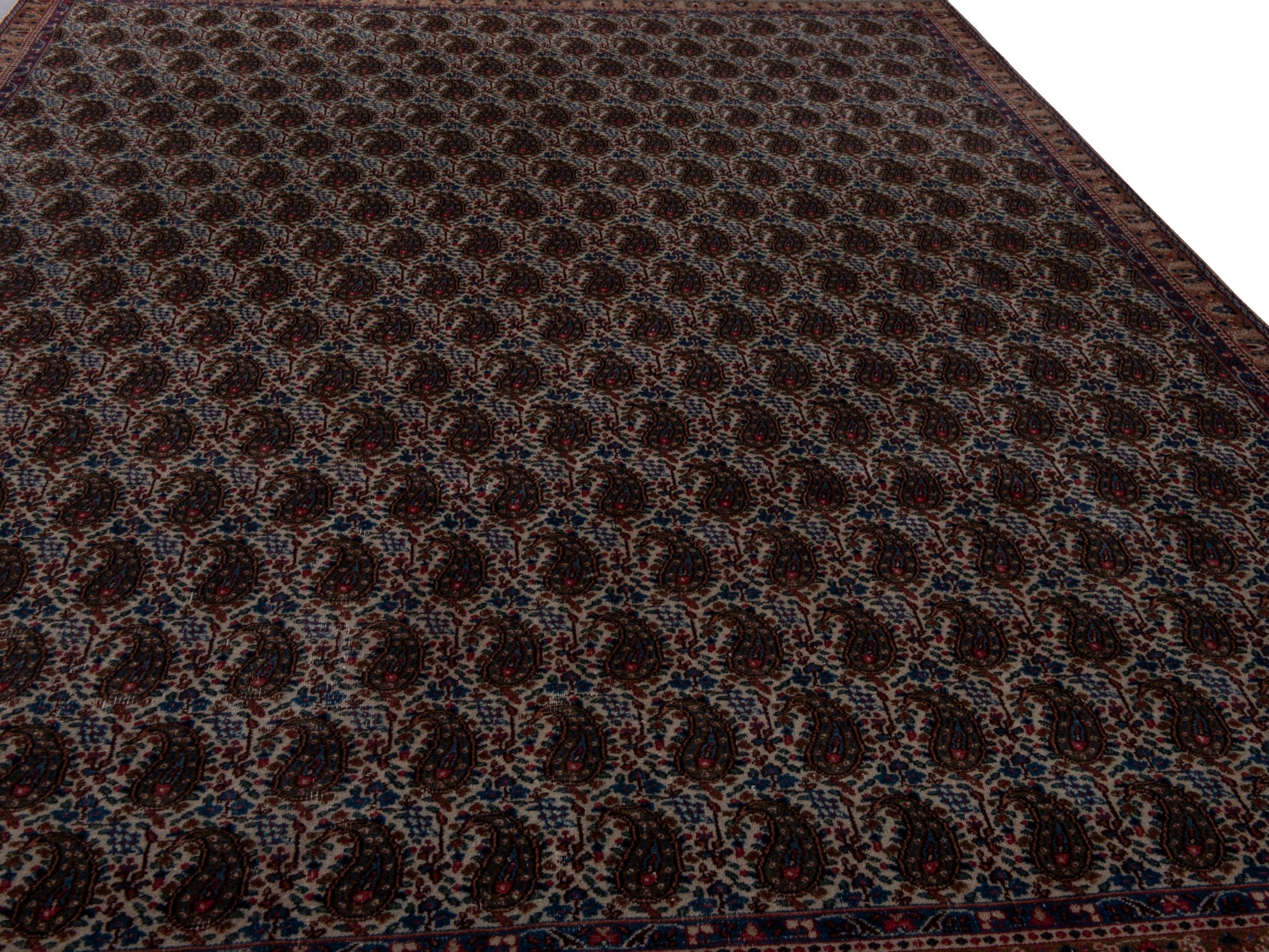 Persian Birjand area rug in dark brown and terracotta, view 10 of 18
