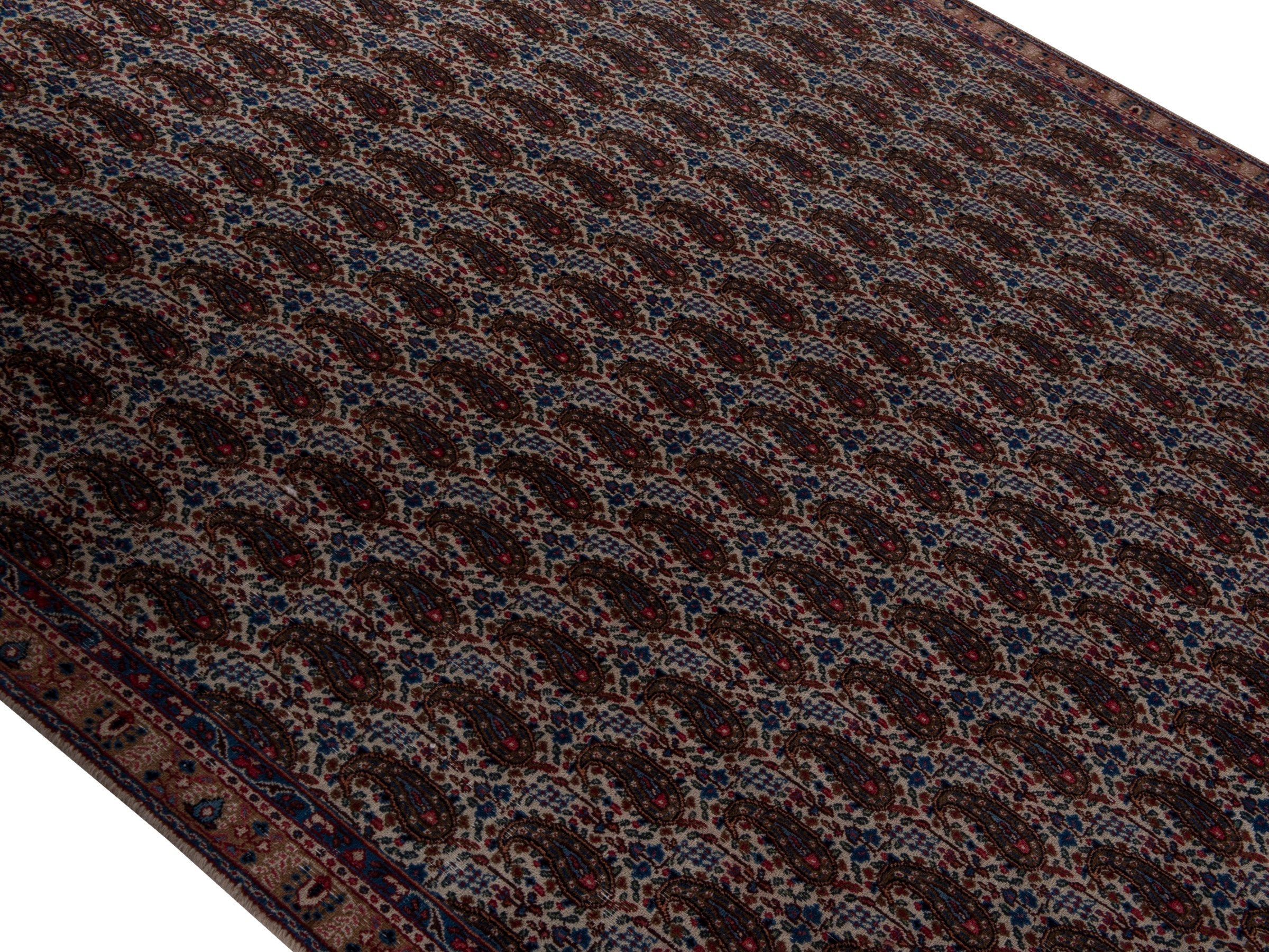 Persian Birjand area rug in dark brown and terracotta, view 4 of 18