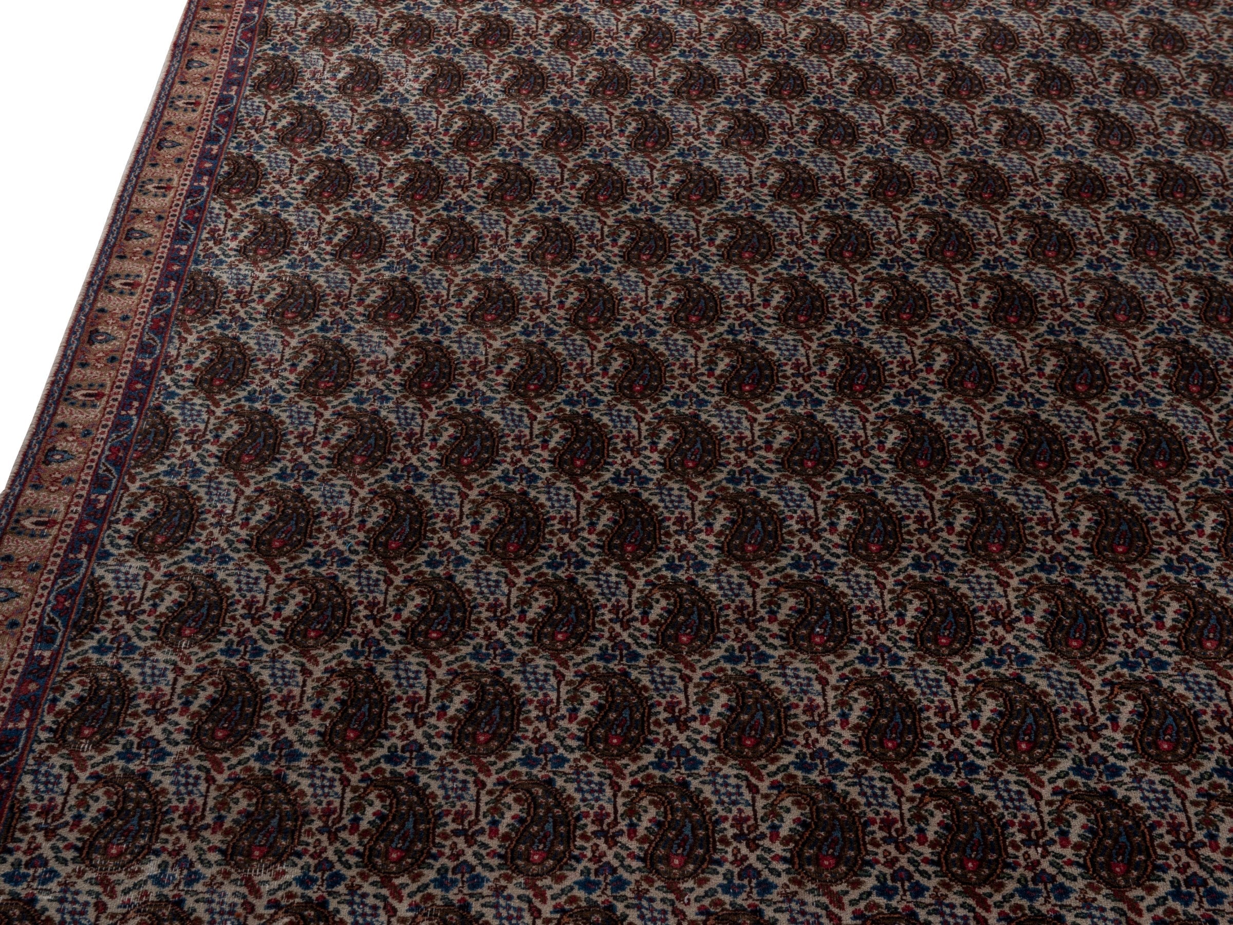 Persian Birjand area rug in dark brown and terracotta, view 7 of 18