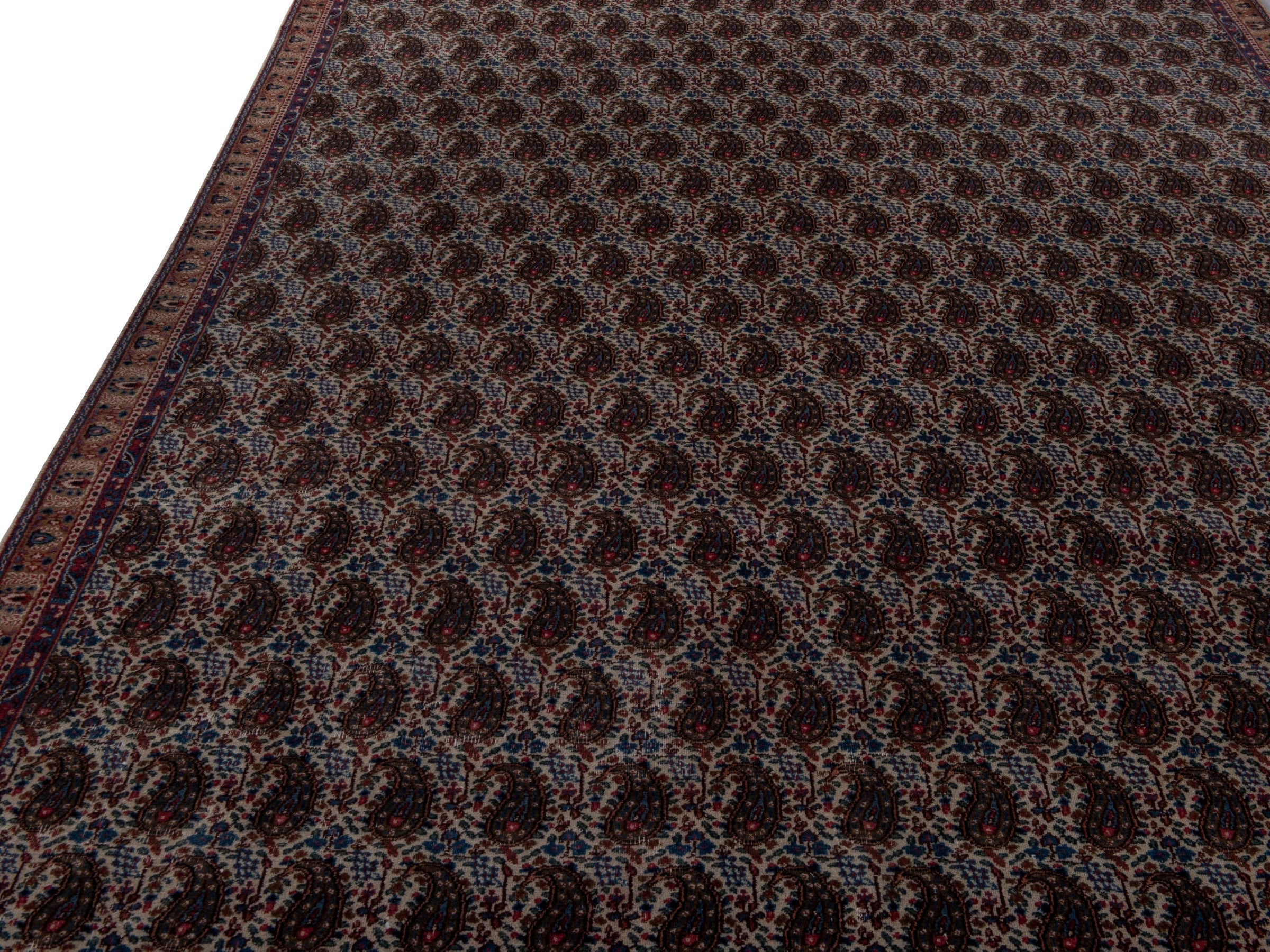 Persian Birjand area rug in dark brown and terracotta, view 9 of 18