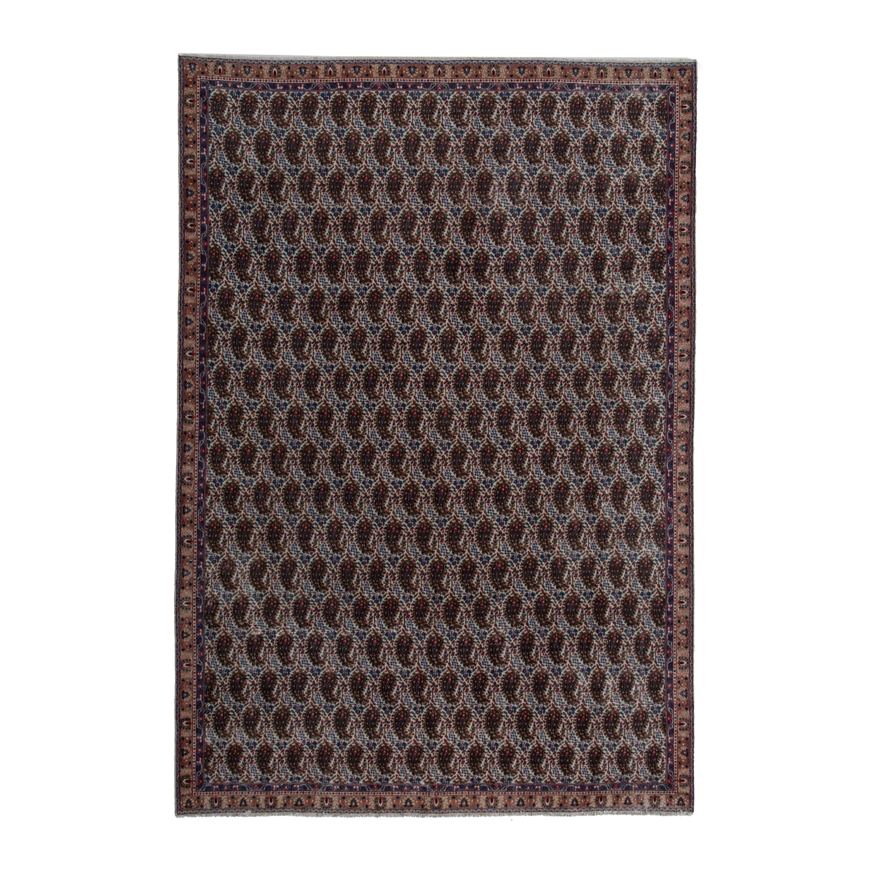 Persian Birjand area rug in dark brown and terracotta, 6'10" x 9'11"
