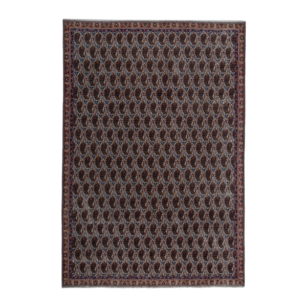 Persian Birjand area rug in dark brown and terracotta, 6'10" x 9'11"