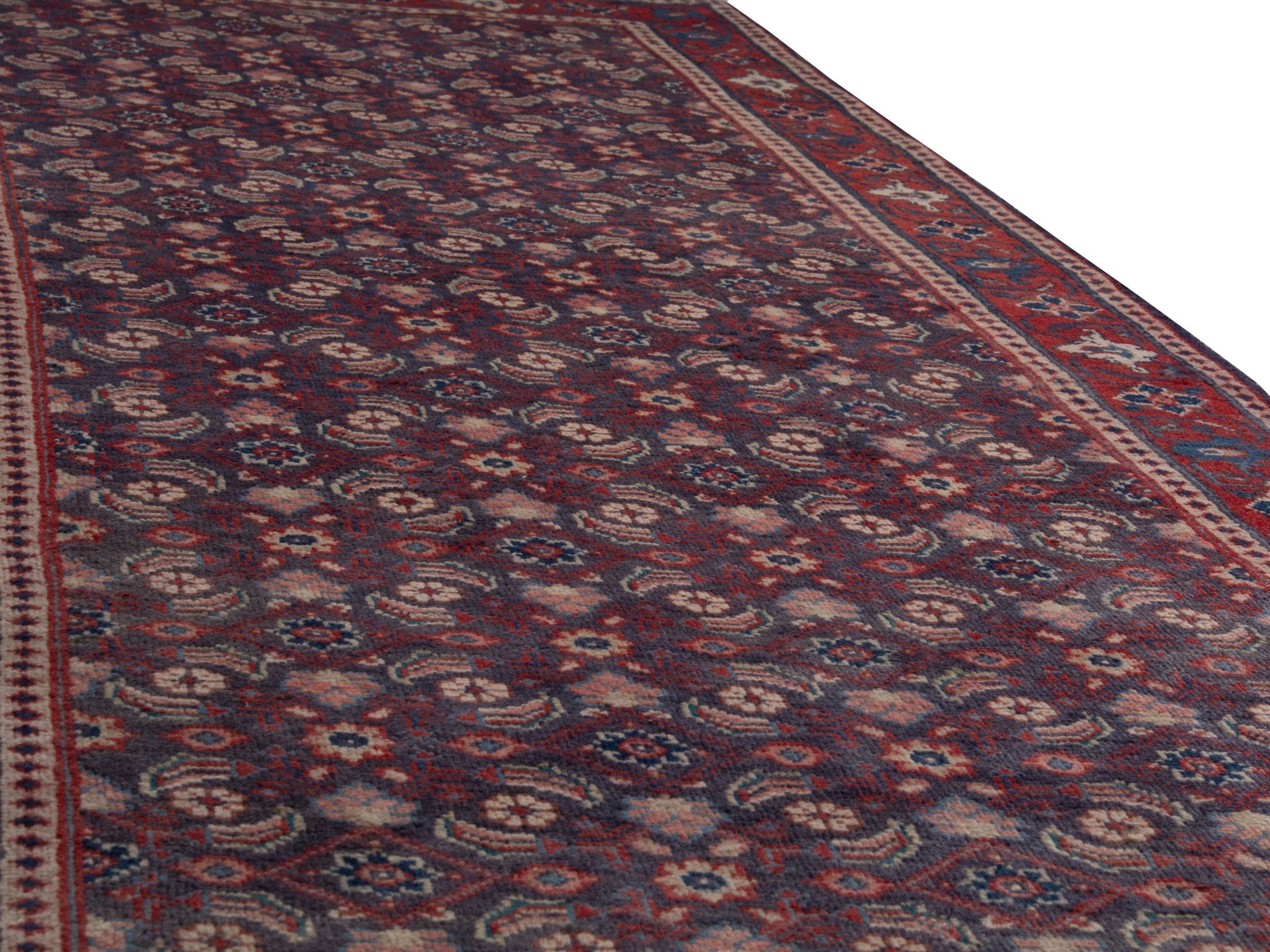 Persian Mahal runner rug in brown and burgundy, view 9 of 18