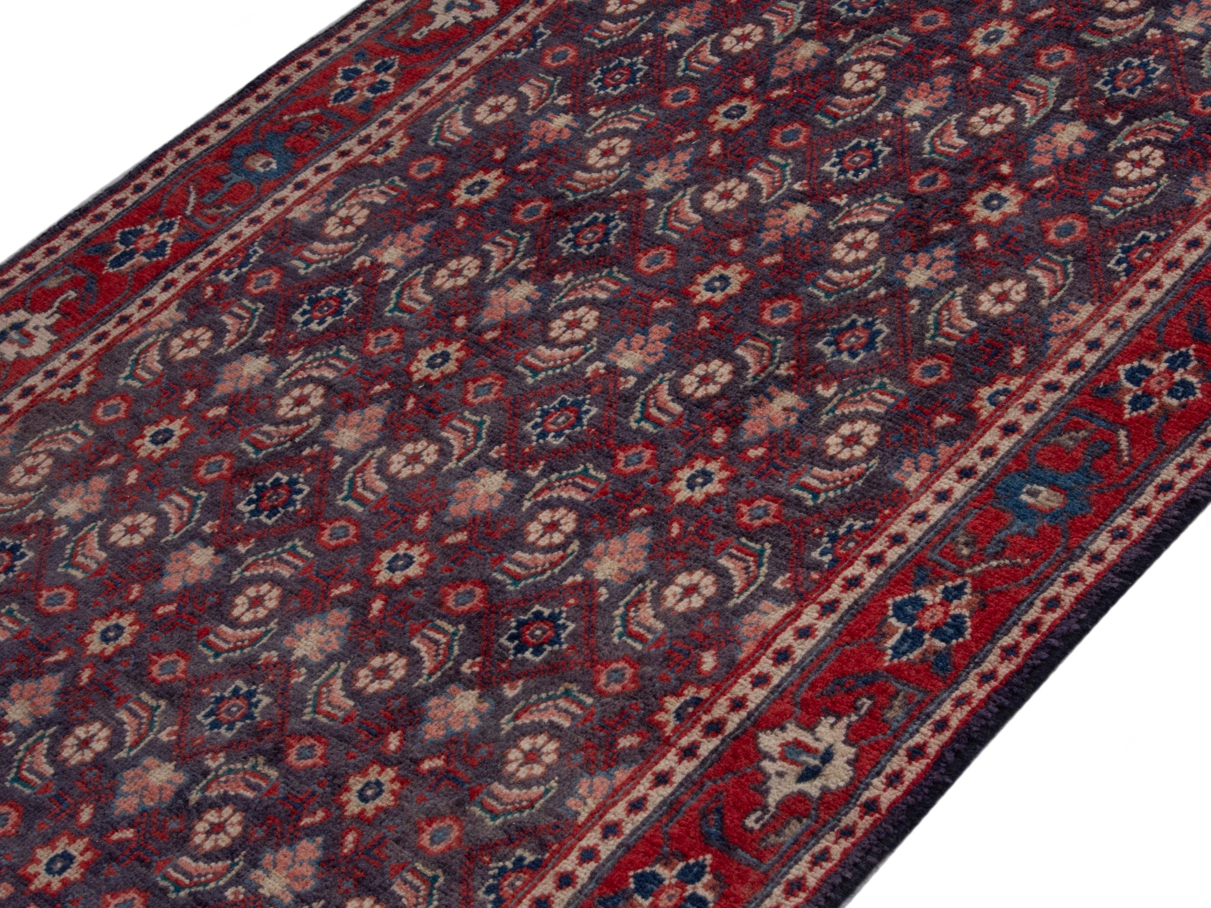 Persian Mahal runner rug in brown and burgundy, view 4 of 18