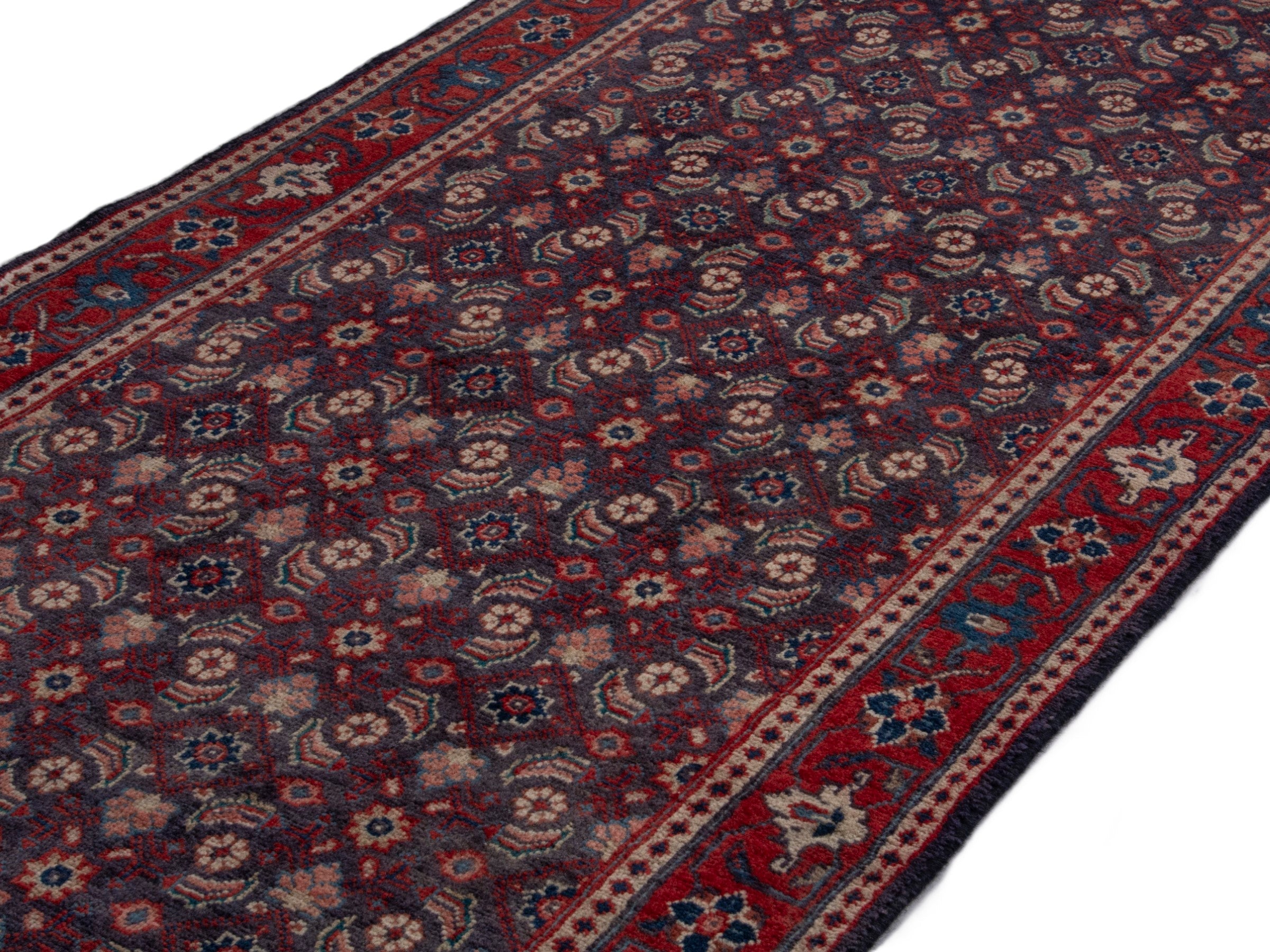 Persian Mahal runner rug in brown and burgundy, view 11 of 18