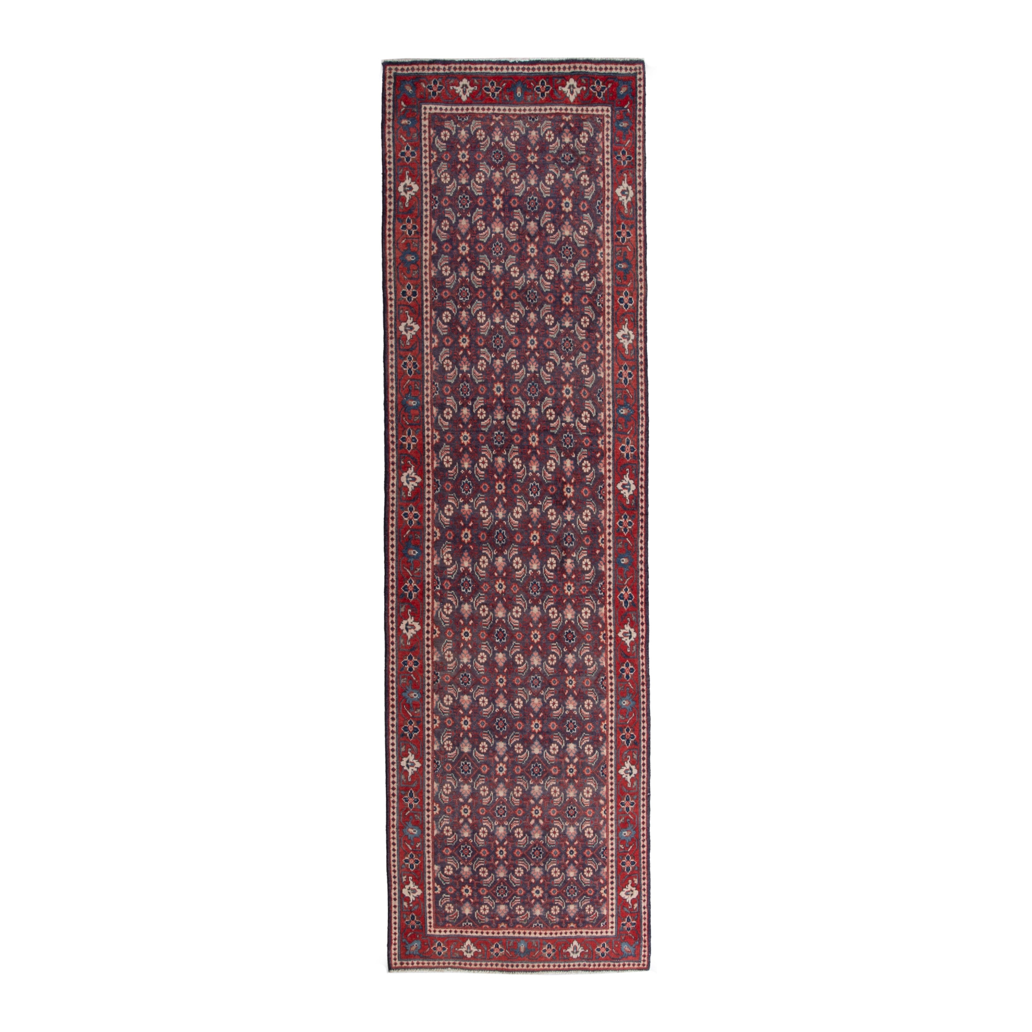 Persian Mahal runner rug in brown and burgundy, 3'6" x 10'4"