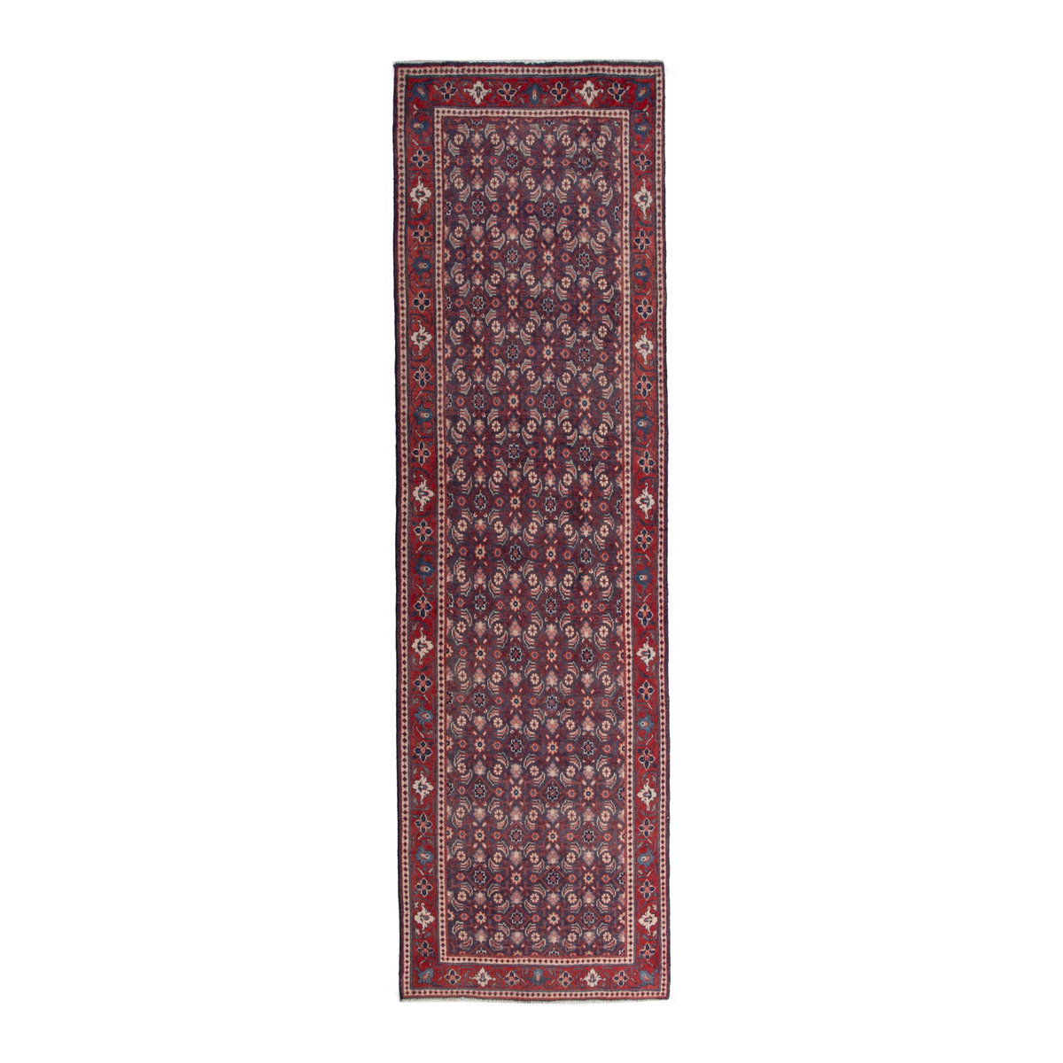 Persian Mahal runner rug in brown and burgundy, 3'6" x 10'4"