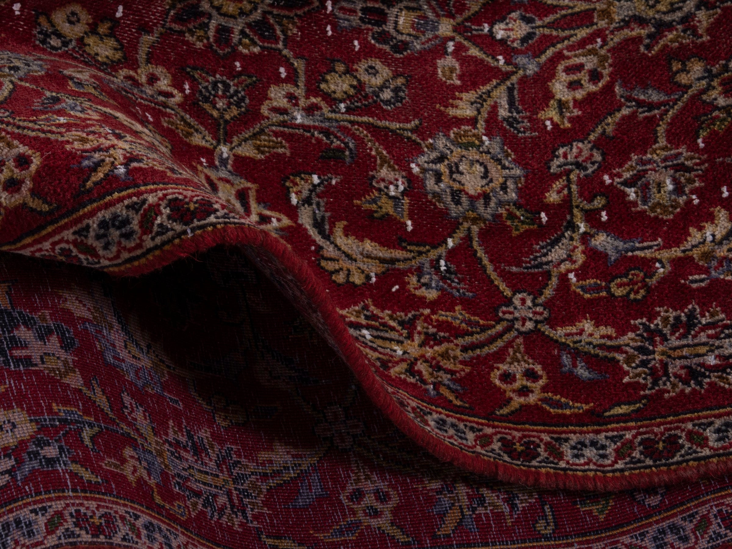 Persian Kashan runner rug in burgundy and deep red, view 13 of 16