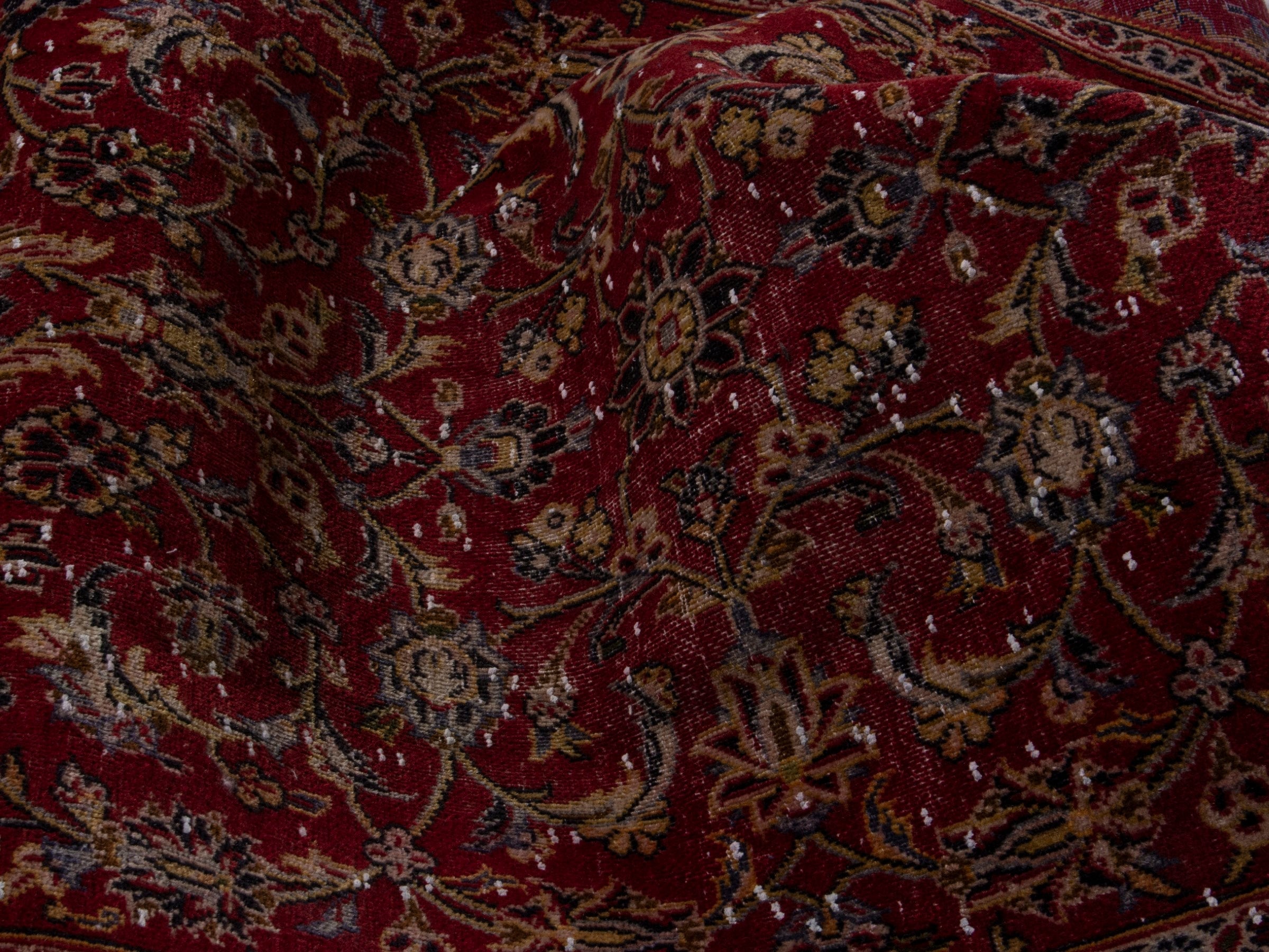 Persian Kashan runner rug in burgundy and deep red, view 14 of 16