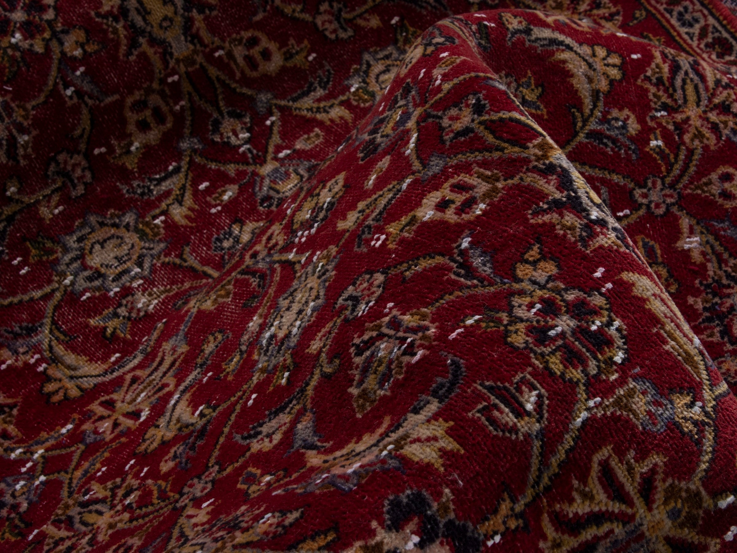 Persian Kashan runner rug in burgundy and deep red, view 15 of 16