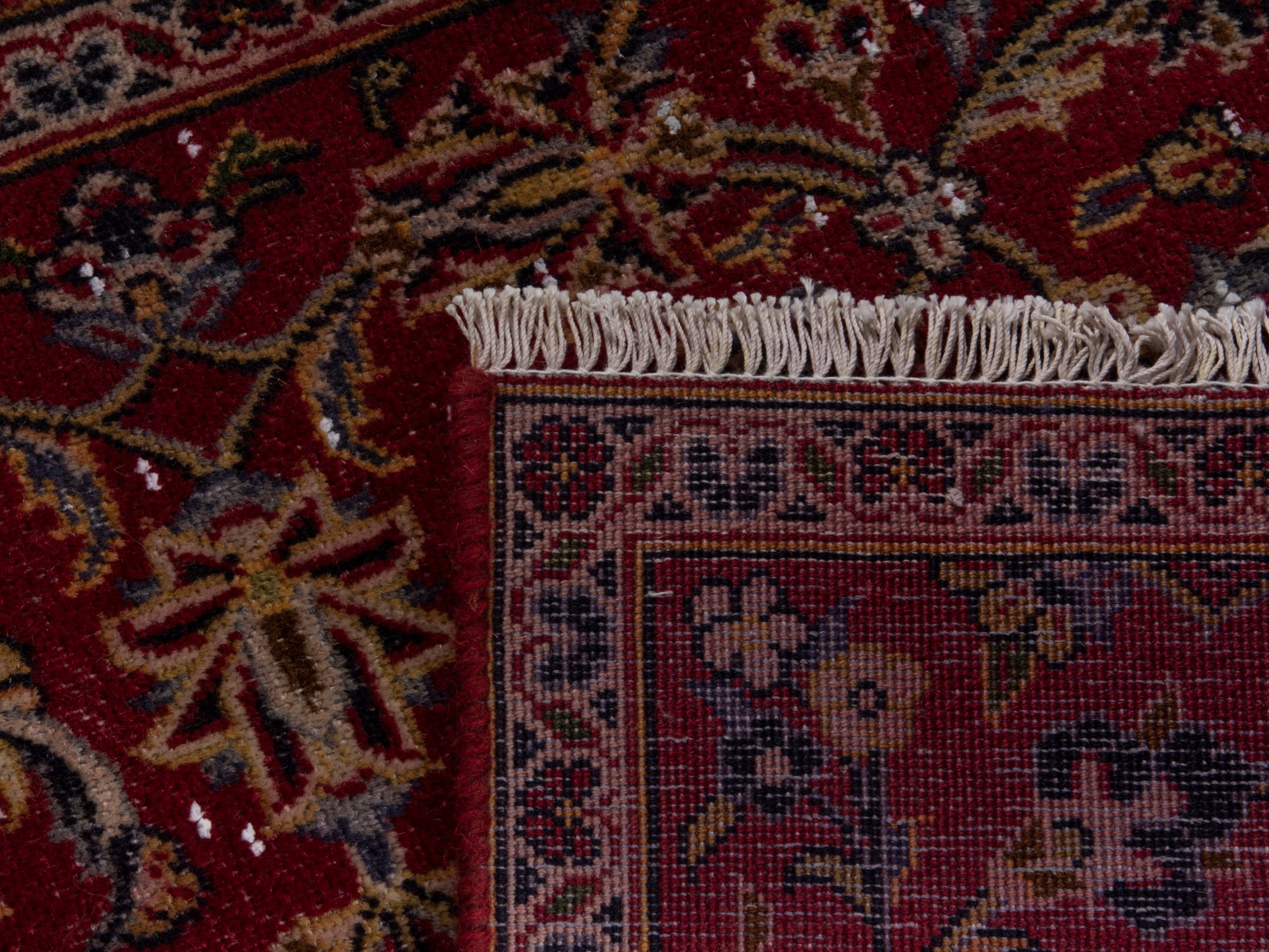 Persian Kashan runner rug in burgundy and deep red, view 16 of 16
