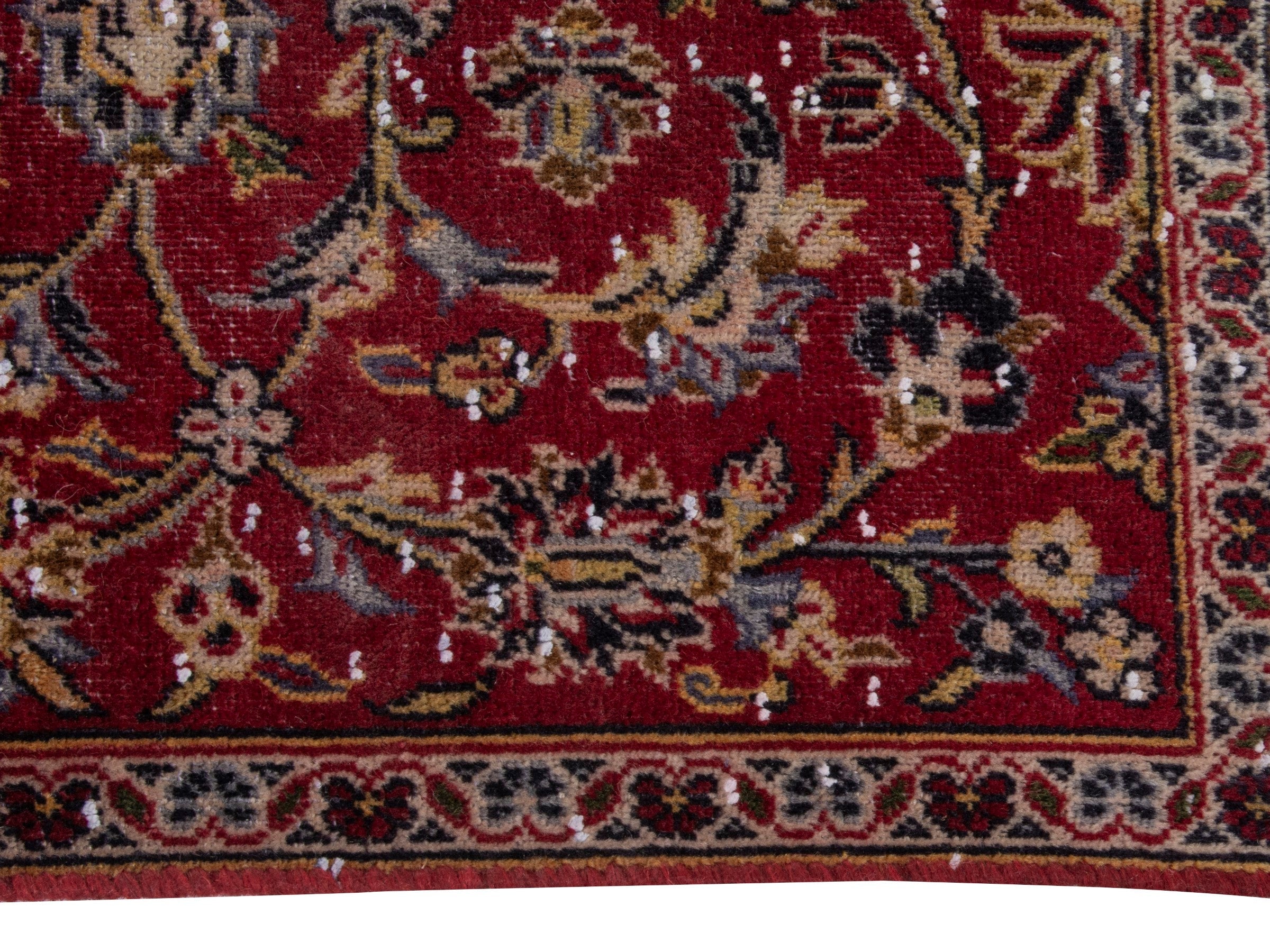 Persian Kashan runner rug in burgundy and deep red, view 5 of 16