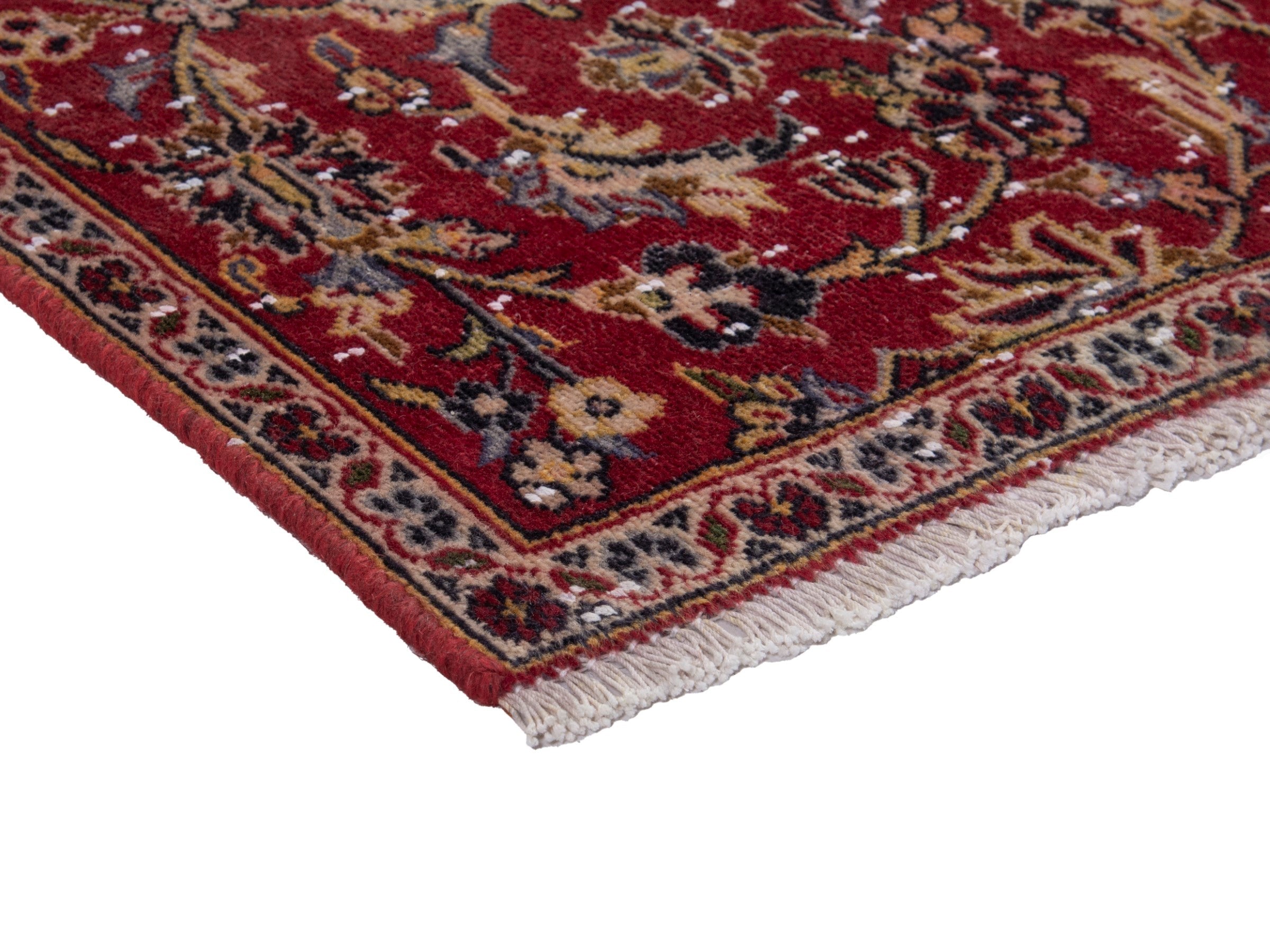 Persian Kashan runner rug in burgundy and deep red, view 6 of 16