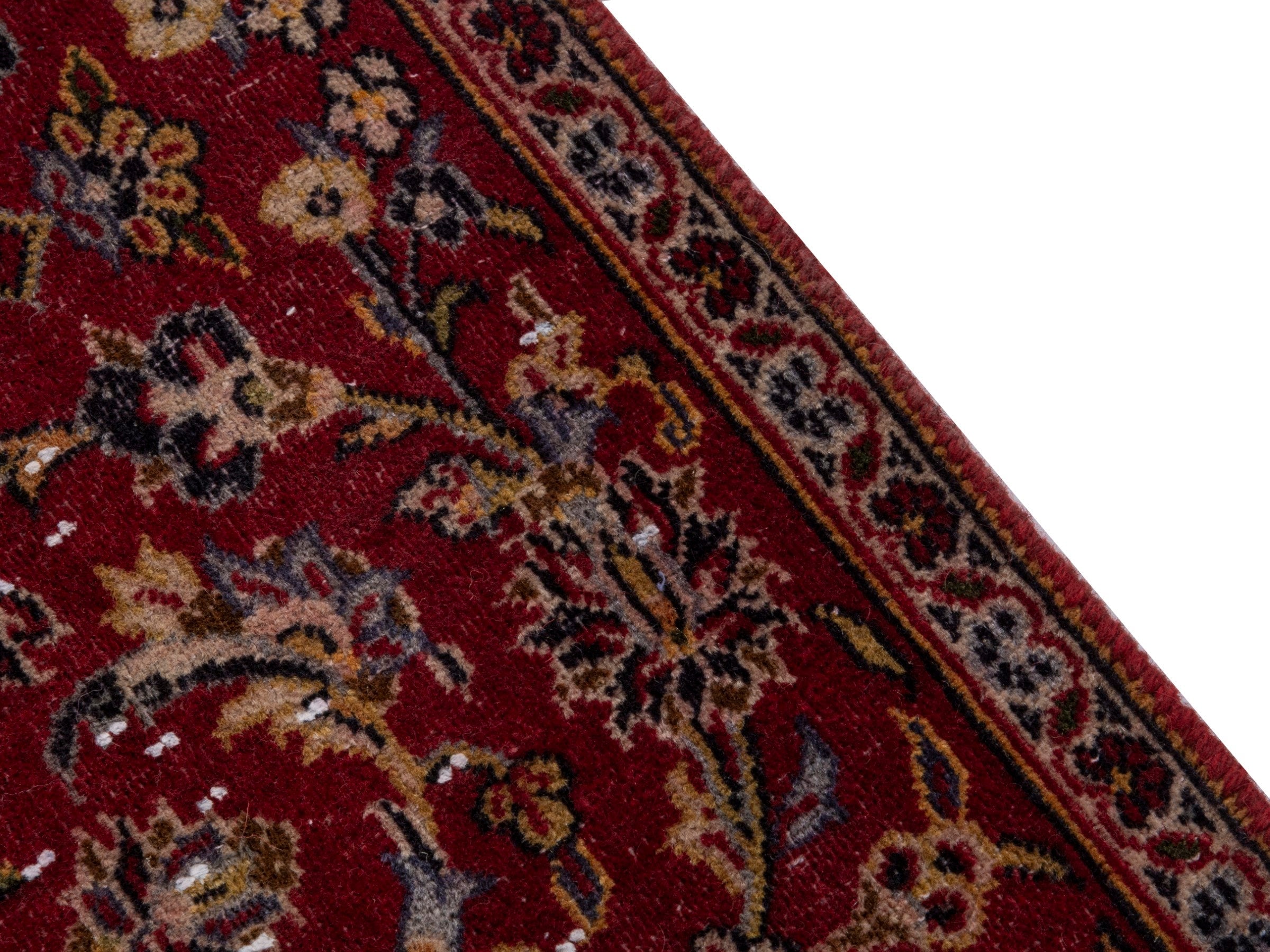 Persian Kashan runner rug in burgundy and deep red, view 7 of 16