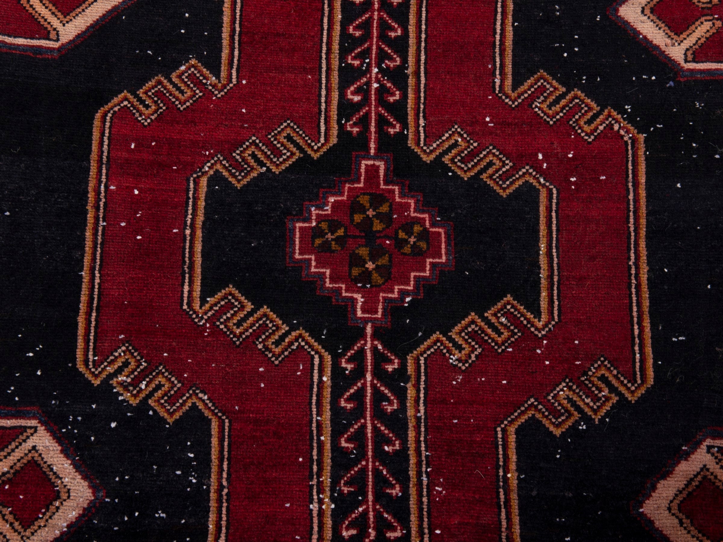 Persian Saveh runner rug in black and burgundy, view 12 of 20