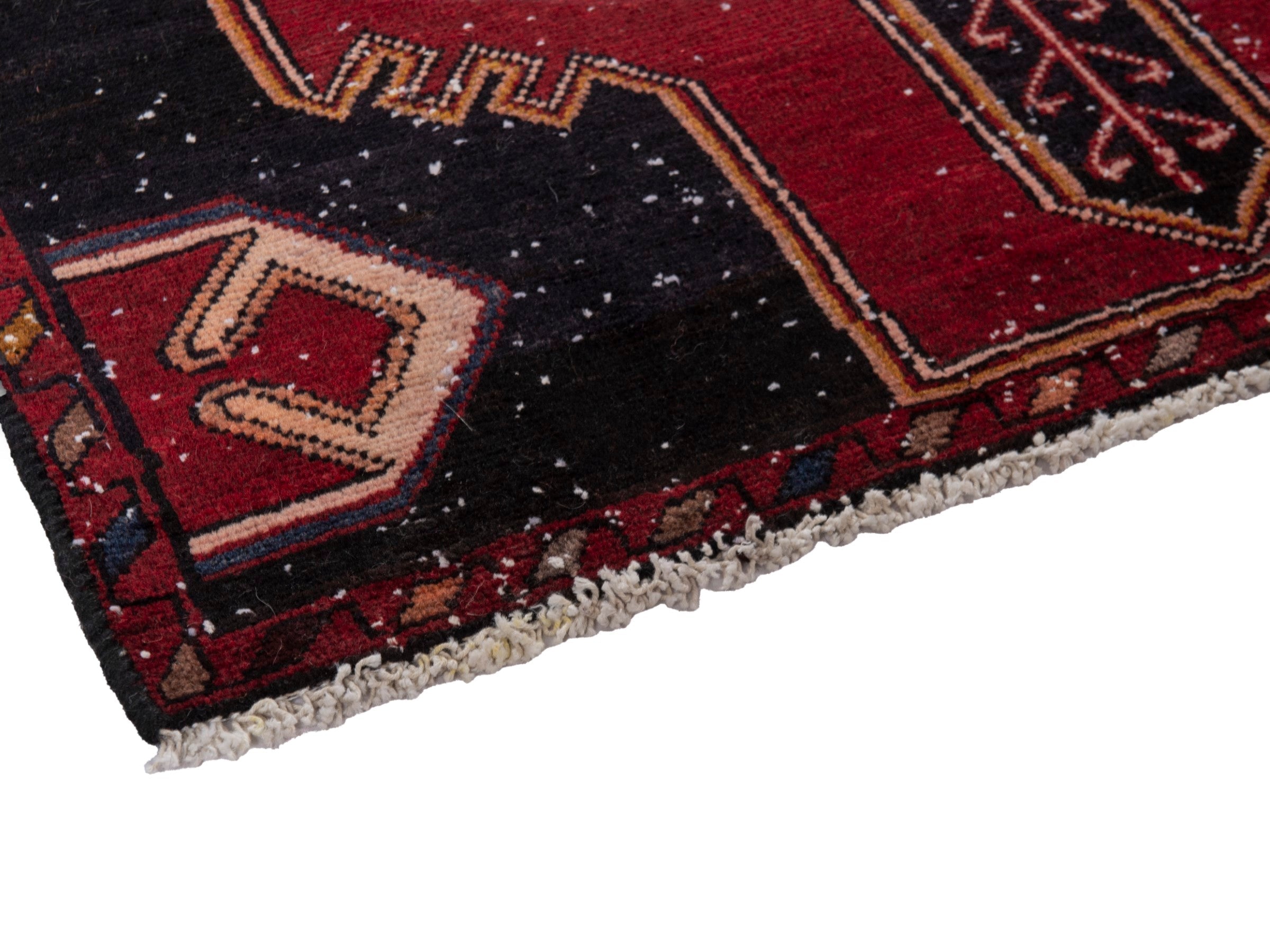 Persian Saveh runner rug in black and burgundy, view 6 of 20