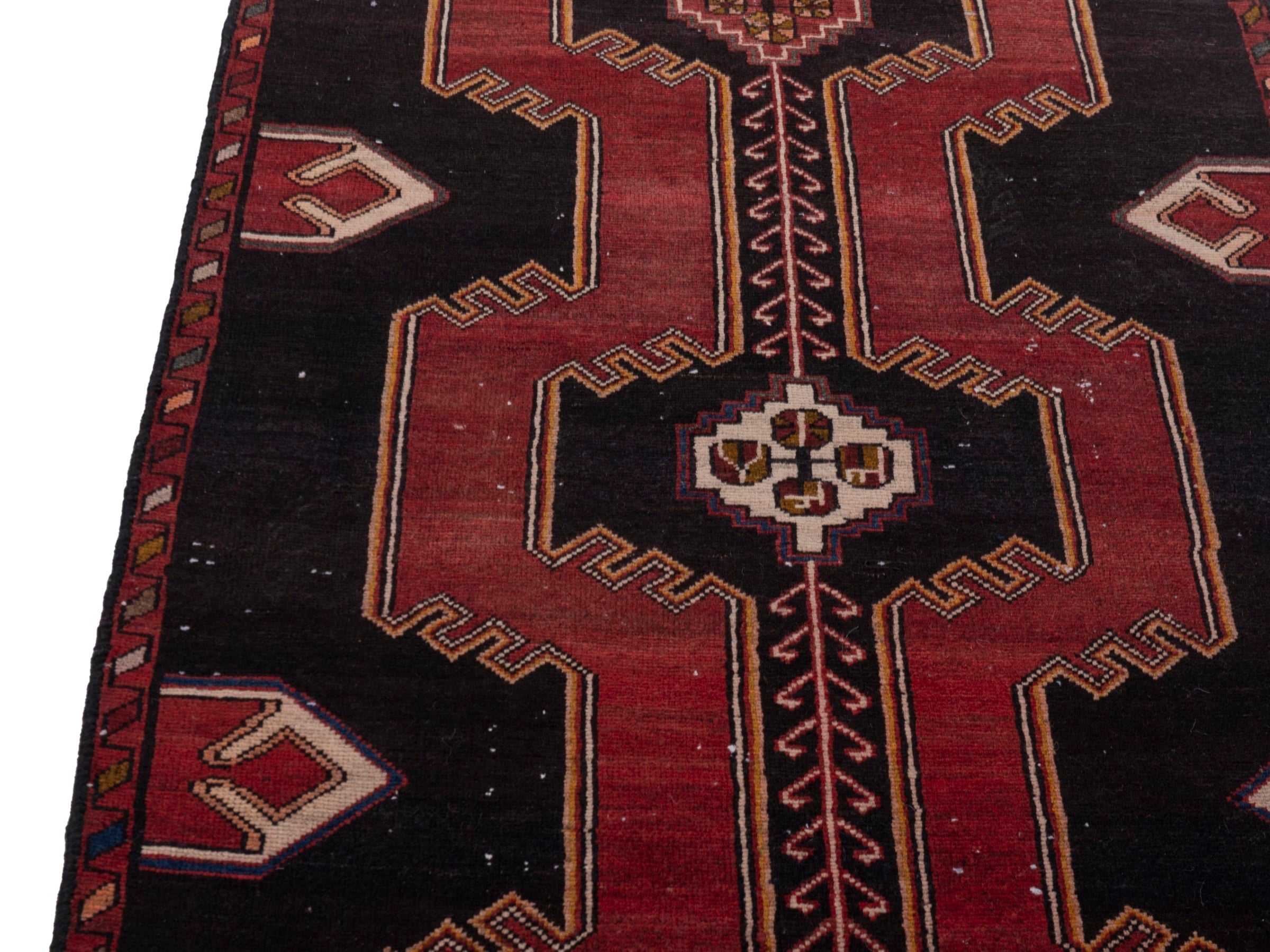 Persian Saveh runner rug in black and burgundy, view 7 of 20