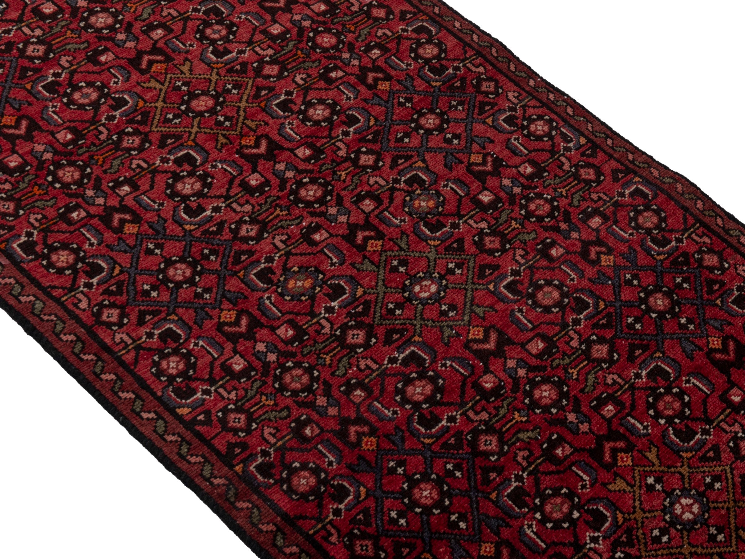 Persian Hosseinabad runner rug in burgundy, view 4 of 20