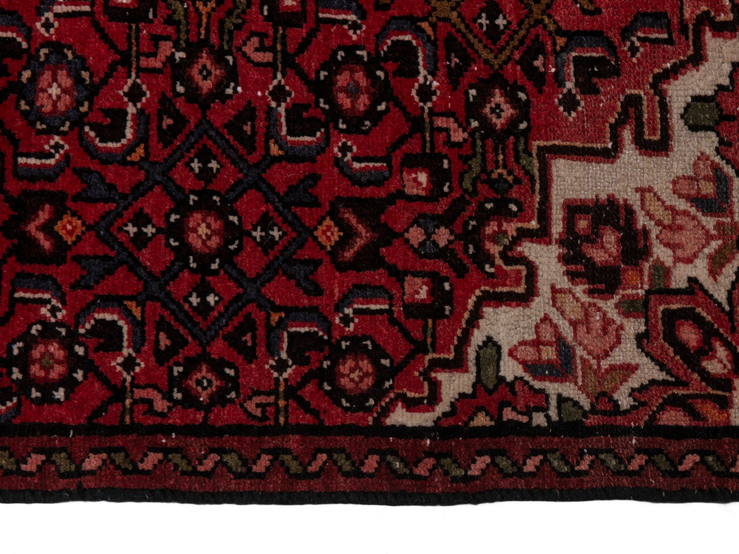 Persian Hosseinabad runner rug in burgundy, view 5 of 20