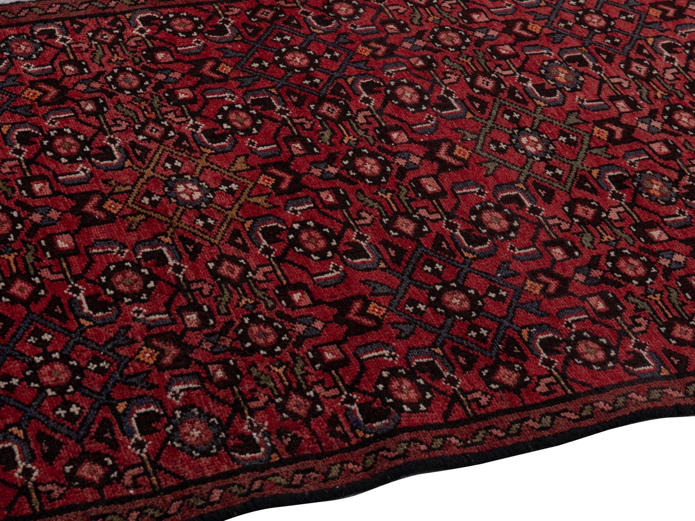 Persian Hosseinabad runner rug in burgundy, view 8 of 20