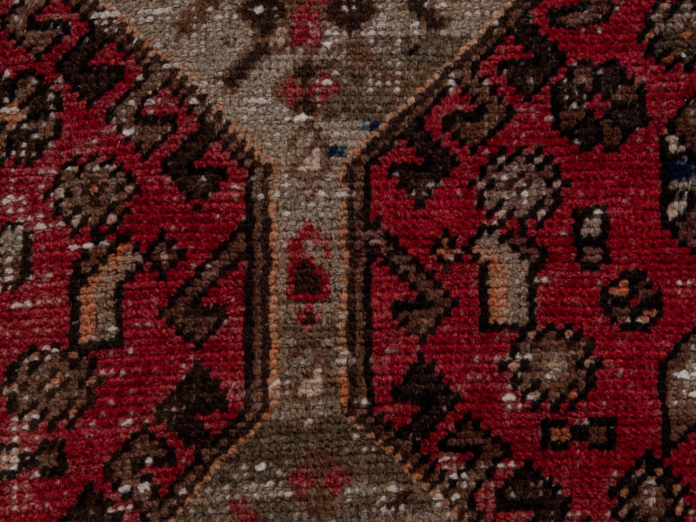Persian Hamedan runner rug in deep red and muted pink, view 12 of 17
