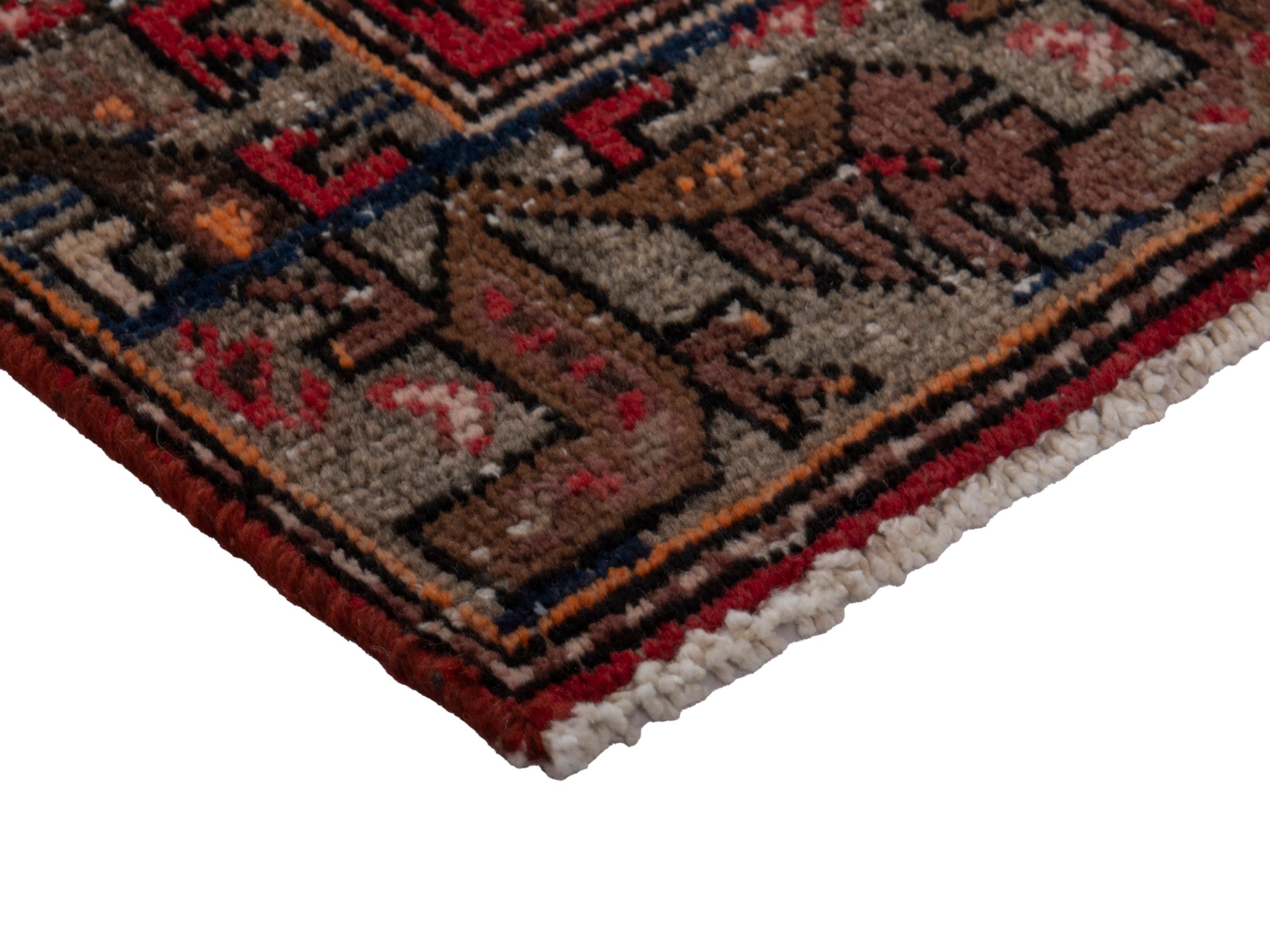 Persian Hamedan runner rug in deep red and muted pink, view 6 of 17