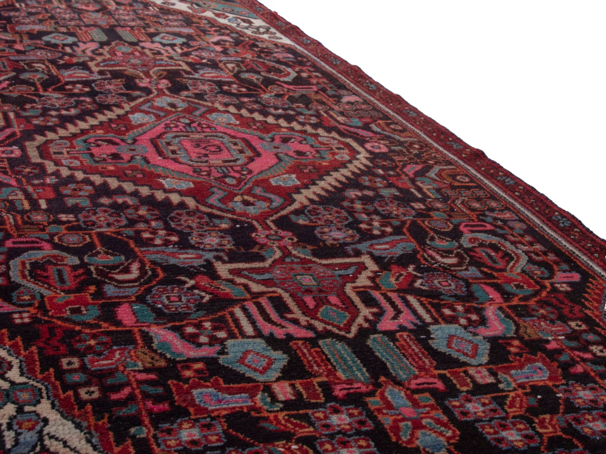 Persian Songhor runner rug in burgundy and deep red, view 10 of 20
